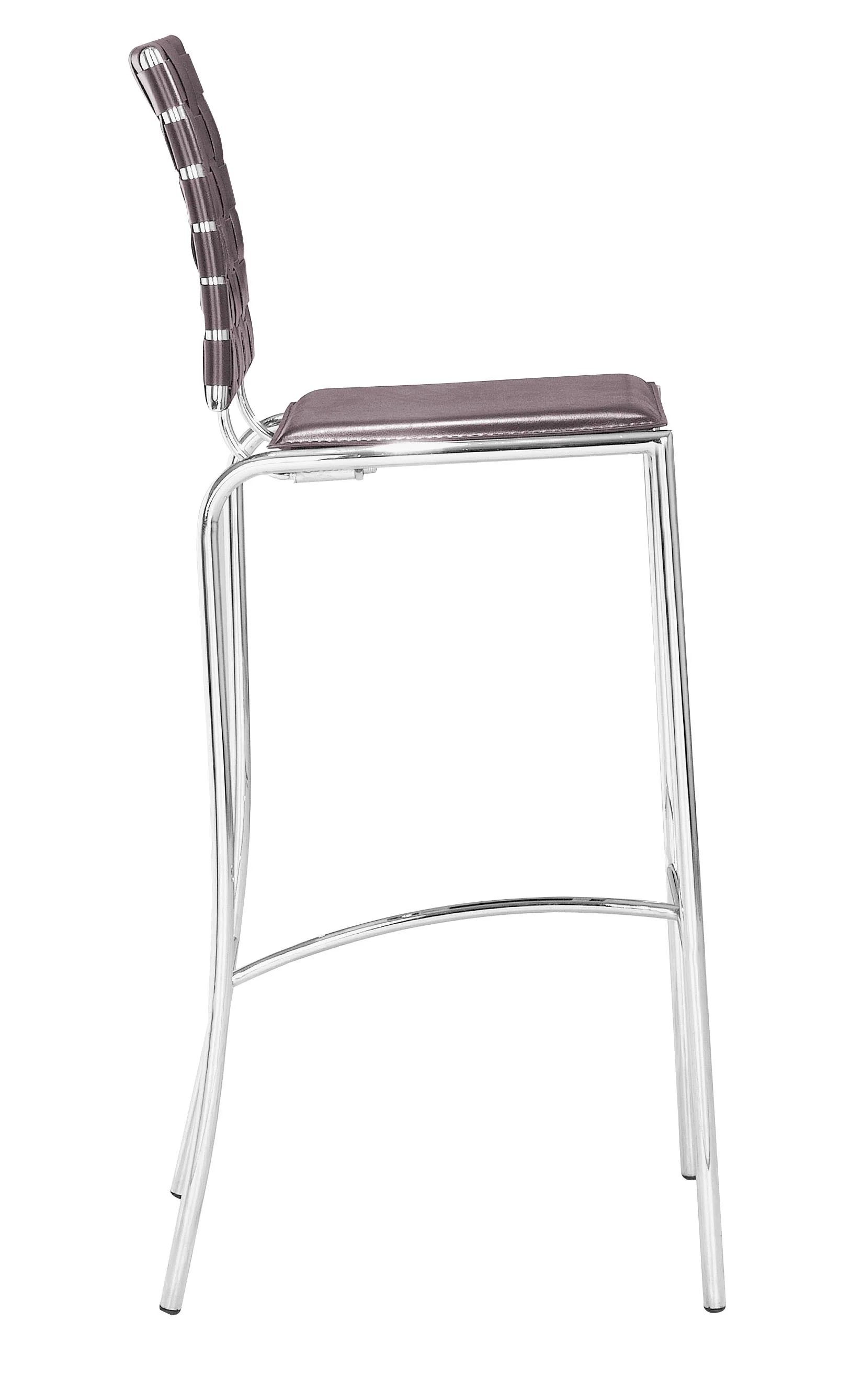 Set Of Two 41" Espresso And Silver Steel Low Back Bar Height Chairs With Footrest By Homeroots - Image 2