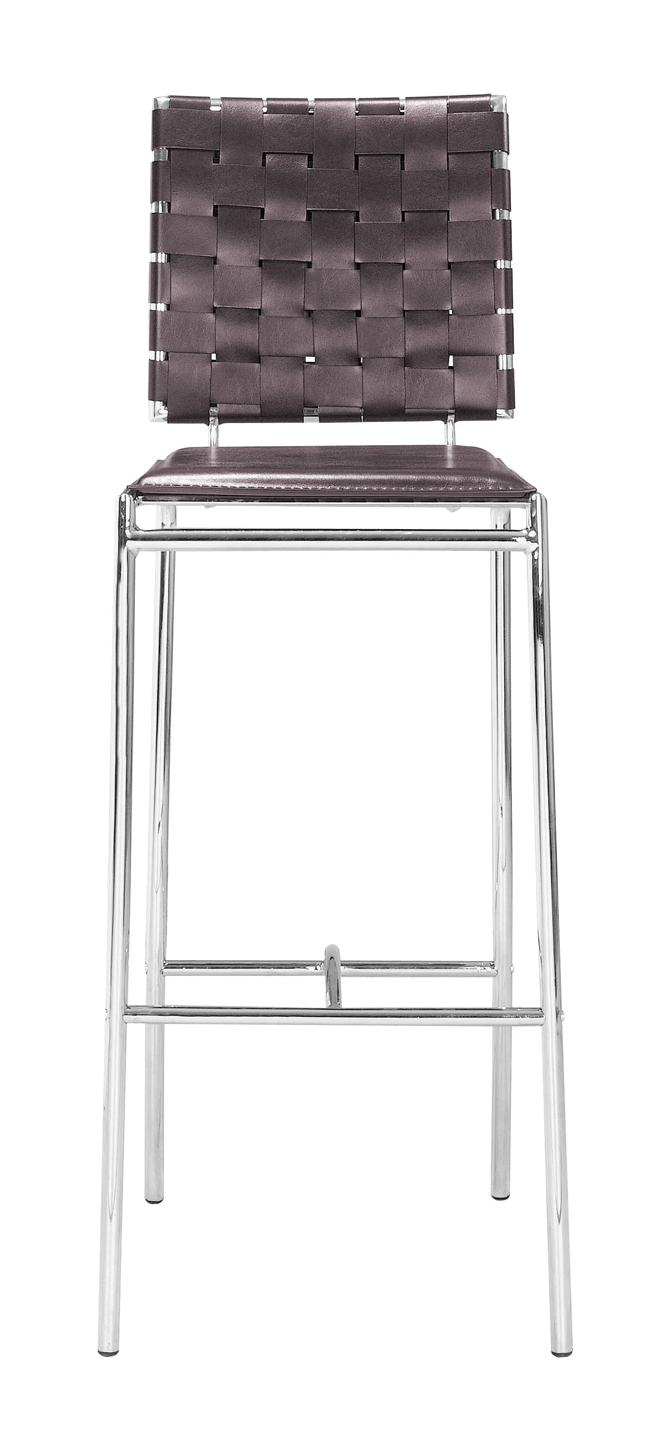 Set Of Two 41" Espresso And Silver Steel Low Back Bar Height Chairs With Footrest By Homeroots - Image 3
