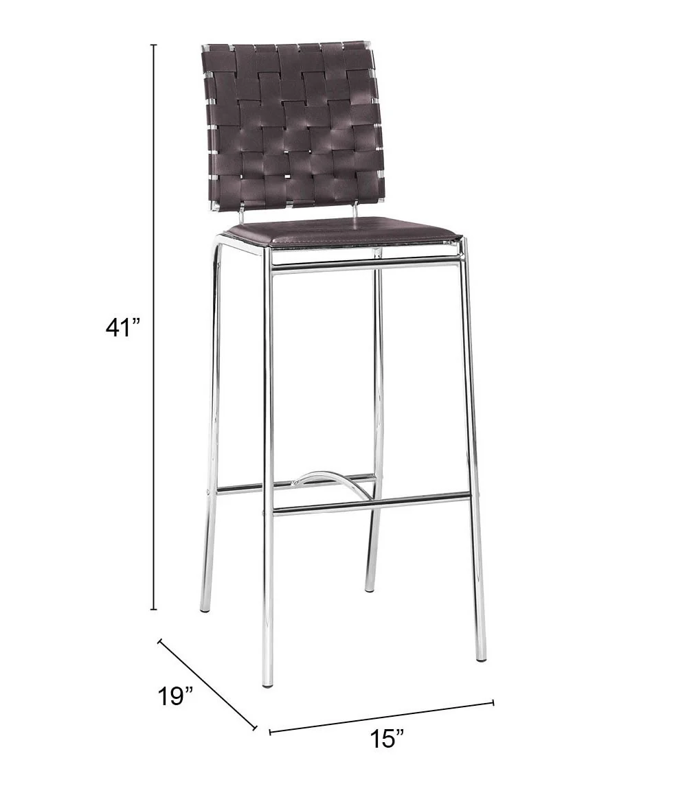 Set Of Two 41" Espresso And Silver Steel Low Back Bar Height Chairs With Footrest By Homeroots - Image 7
