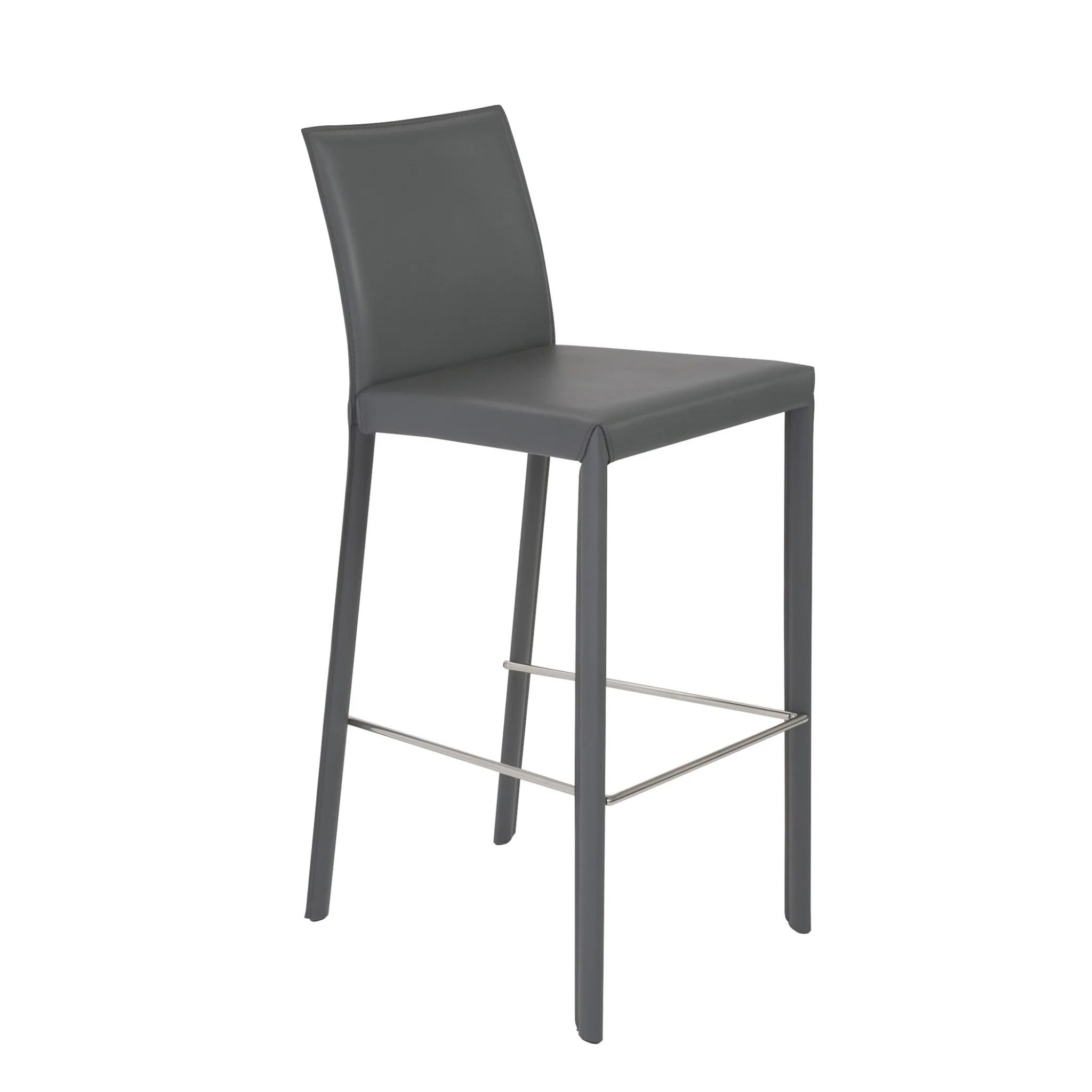 Set Of Two 41" Gray Steel Low Back Bar Height Chairs With Footrest By Homeroots - Image 2