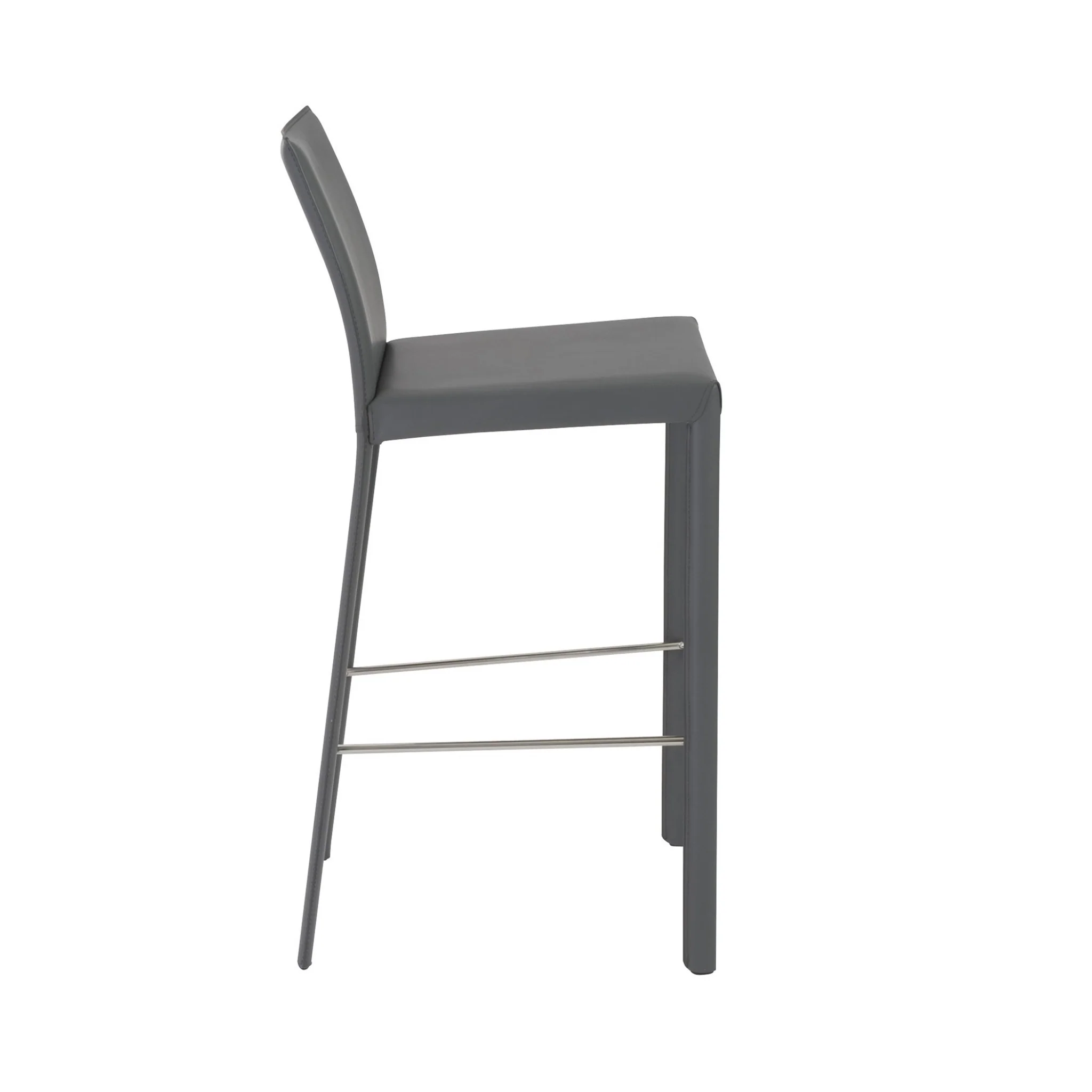 Set Of Two 41" Gray Steel Low Back Bar Height Chairs With Footrest By Homeroots - Image 3