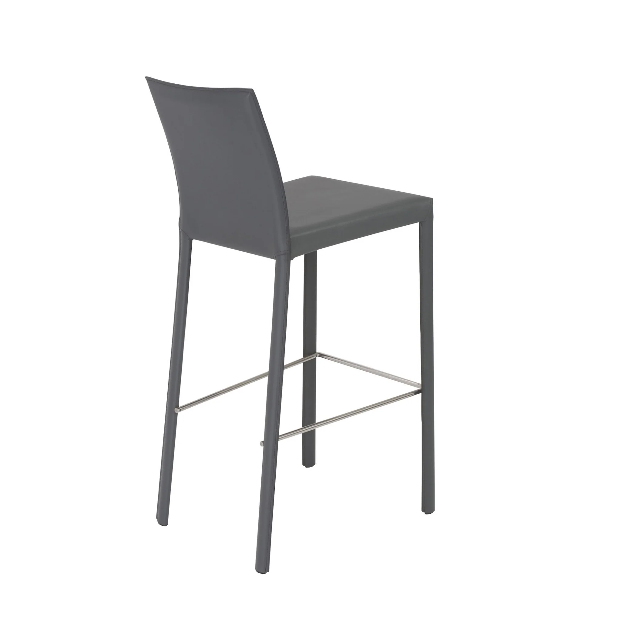 Set Of Two 41" Gray Steel Low Back Bar Height Chairs With Footrest By Homeroots - Image 4