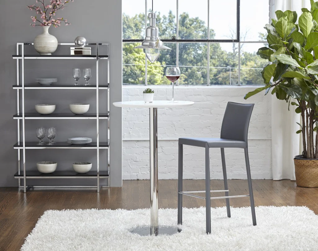 Set Of Two 41" Gray Steel Low Back Bar Height Chairs With Footrest By Homeroots - Image 5