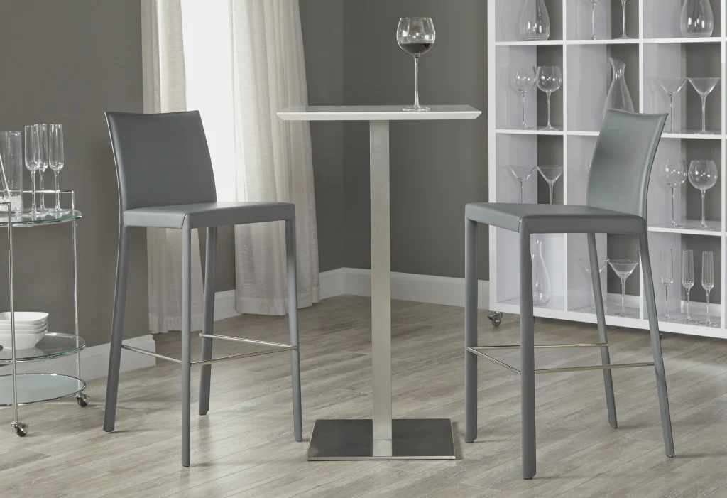 Set Of Two 41" Gray Steel Low Back Bar Height Chairs With Footrest By Homeroots - Image 6