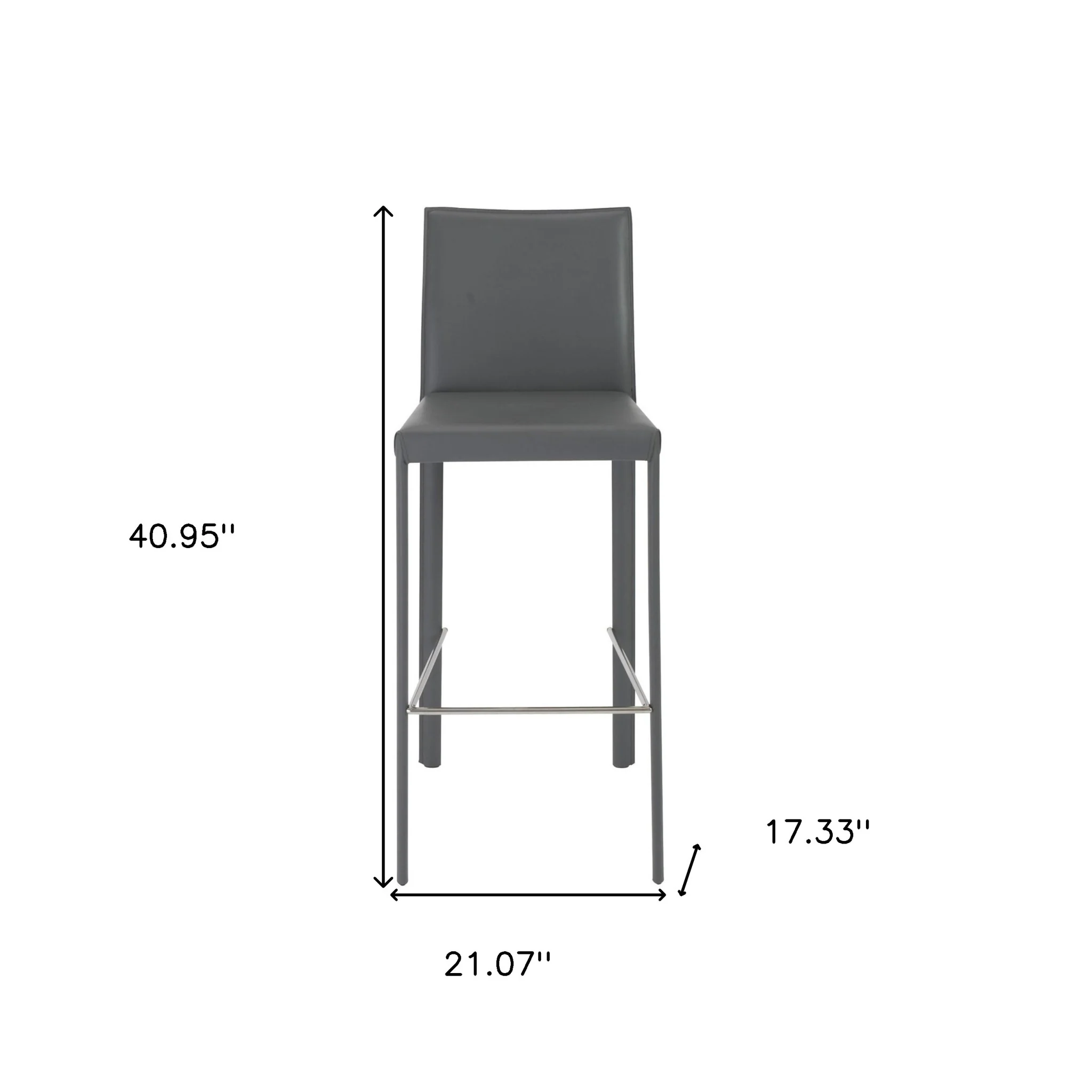 Set Of Two 41" Gray Steel Low Back Bar Height Chairs With Footrest By Homeroots - Image 8