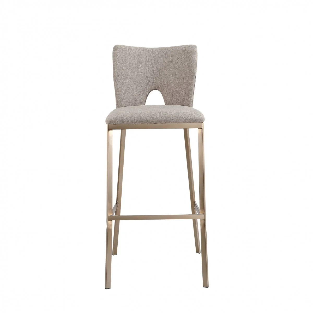 Set Of Two 41" Grey And Brass Bar Height Chairs With Footrest By Homeroots - Image 2