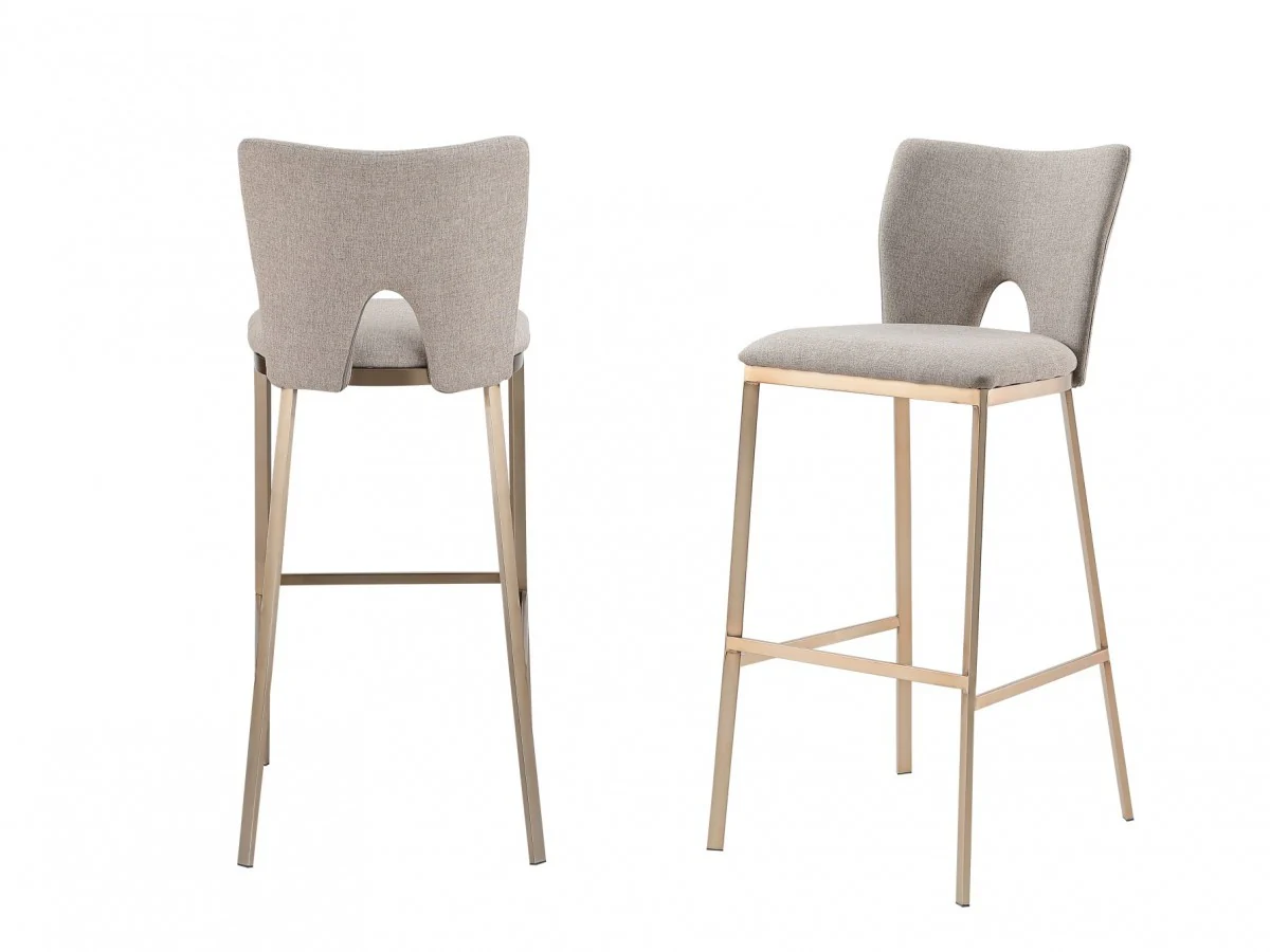 Set Of Two 41" Grey And Brass Bar Height Chairs With Footrest By Homeroots - Image 5