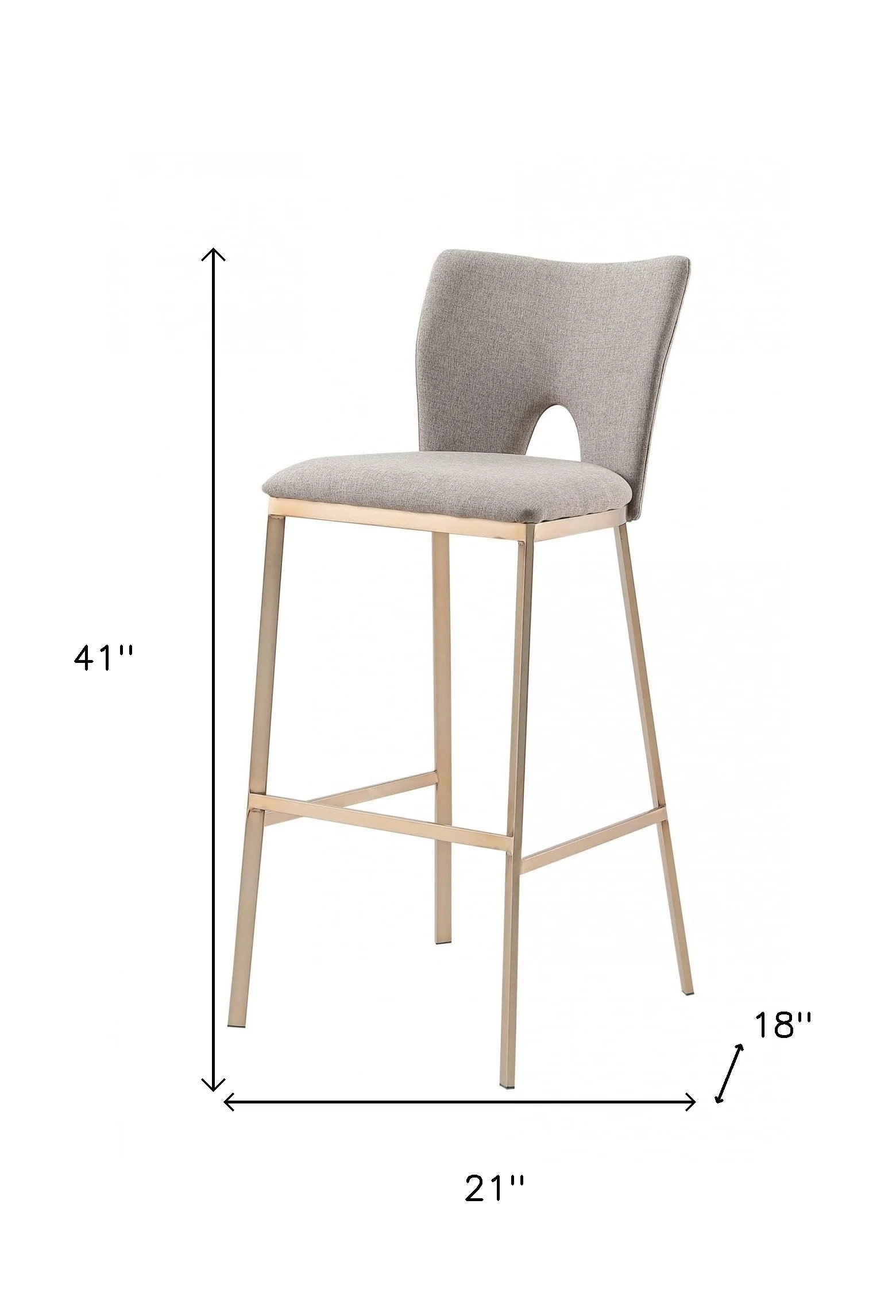 Set Of Two 41" Grey And Brass Bar Height Chairs With Footrest By Homeroots - Image 7