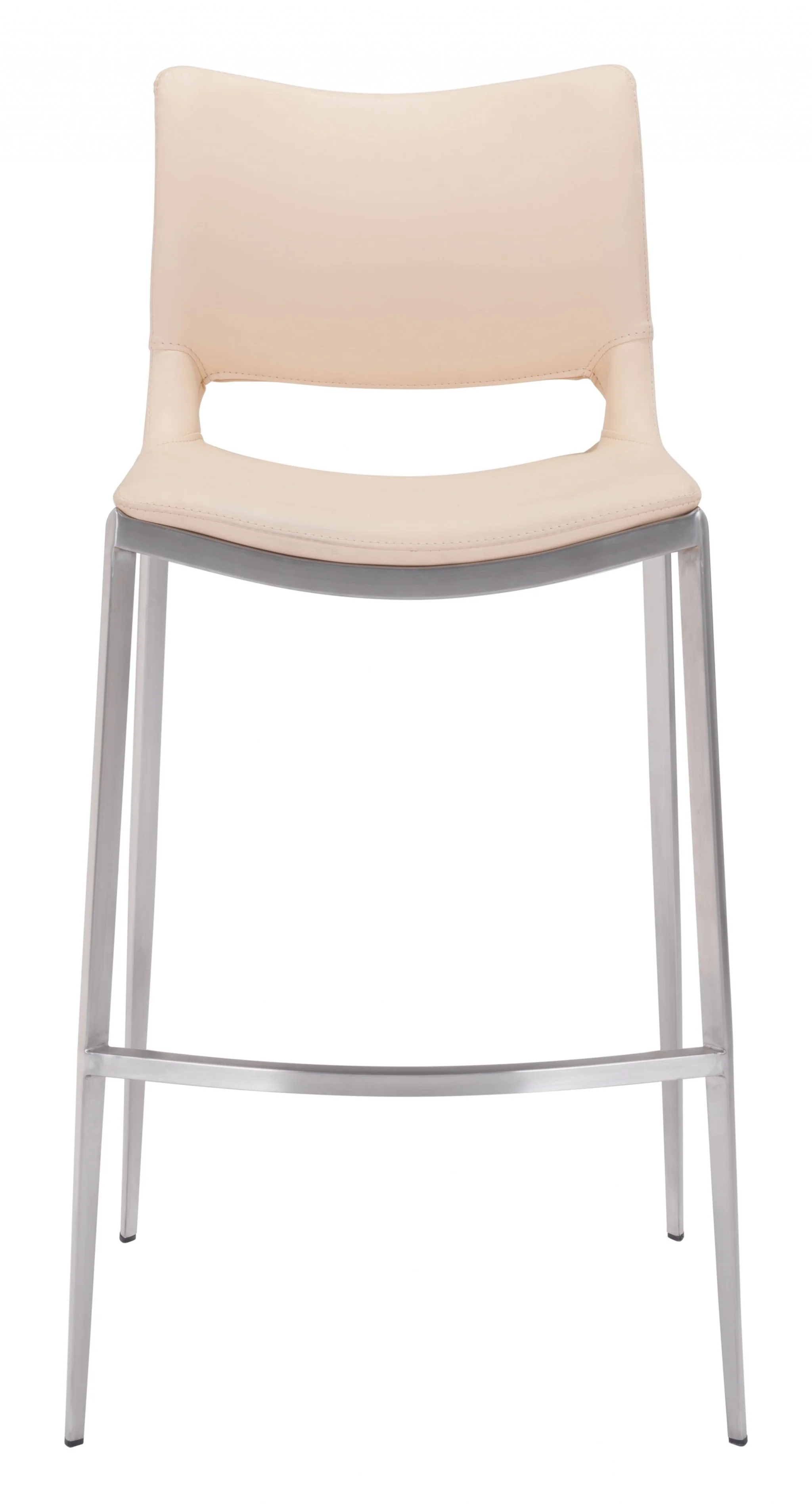 Set Of Two 41" Light Pink And Silver Steel Low Back Bar Height Chairs With Footrest By Homeroots - Image 2
