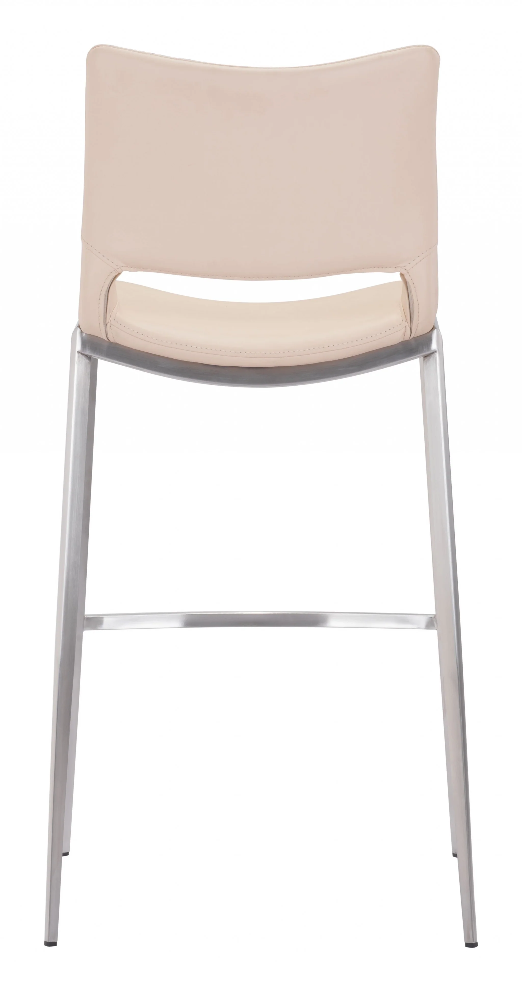 Set Of Two 41" Light Pink And Silver Steel Low Back Bar Height Chairs With Footrest By Homeroots - Image 3