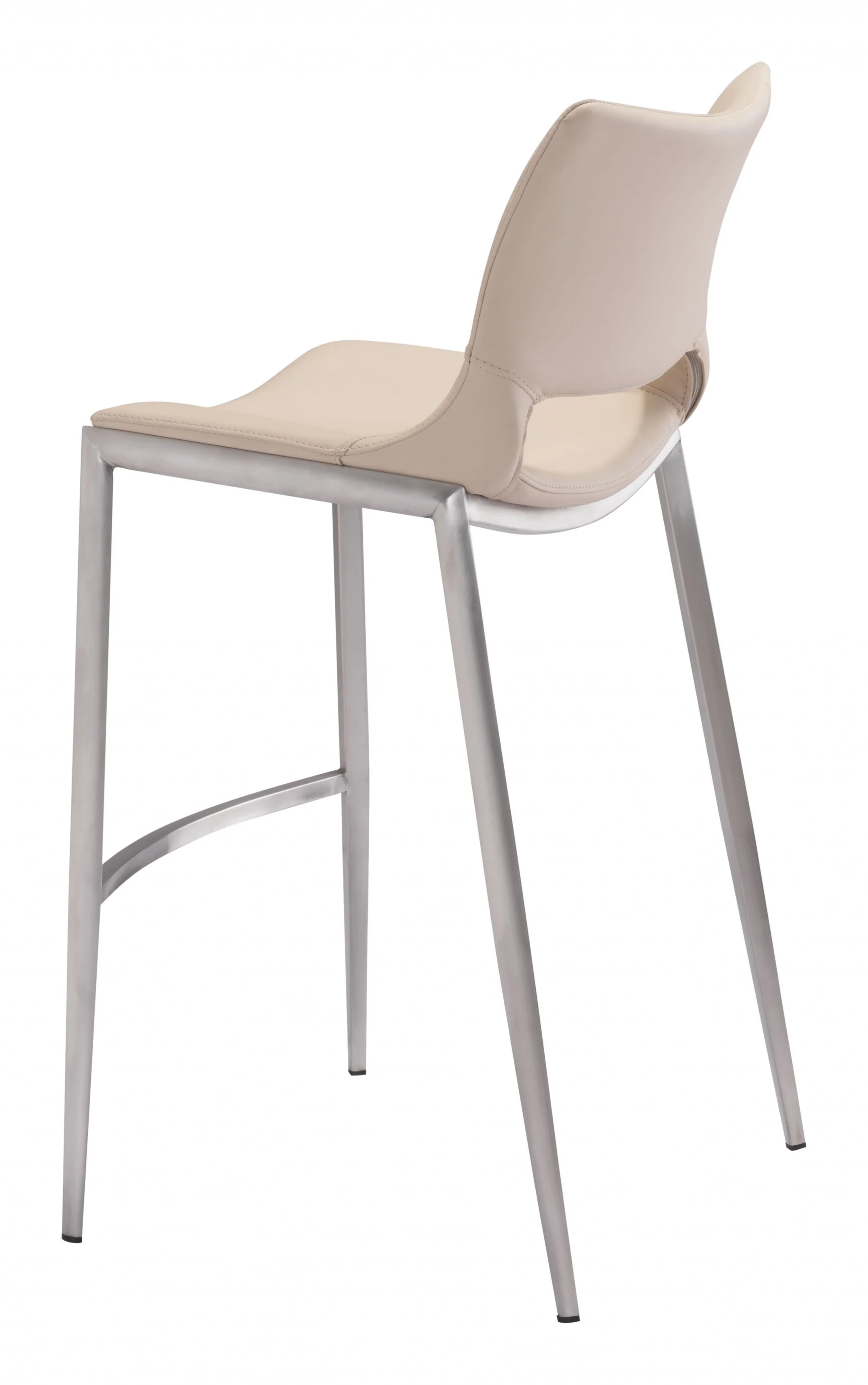 Set Of Two 41" Light Pink And Silver Steel Low Back Bar Height Chairs With Footrest By Homeroots - Image 4