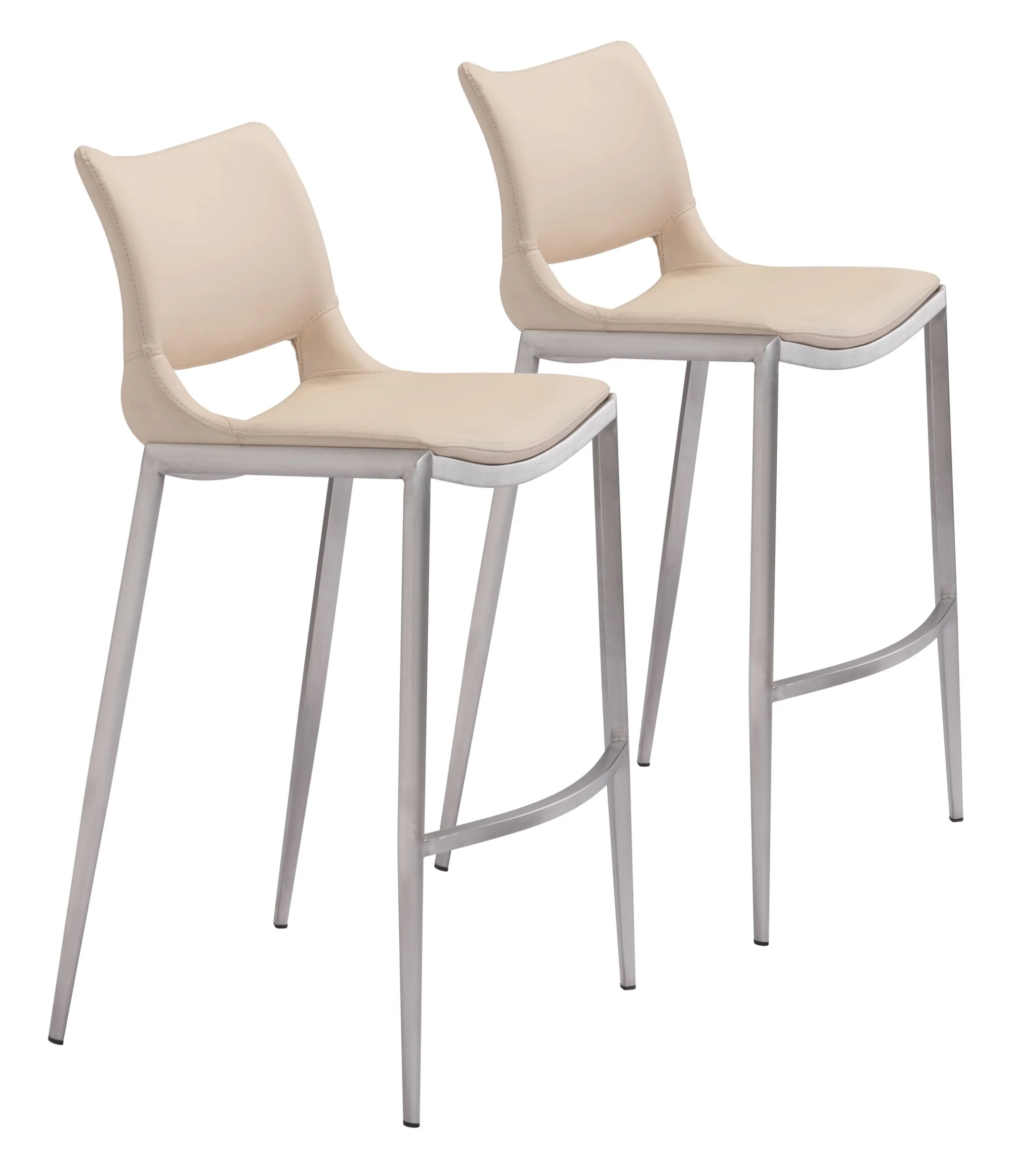 Set Of Two 41" Light Pink And Silver Steel Low Back Bar Height Chairs With Footrest By Homeroots - Image 5