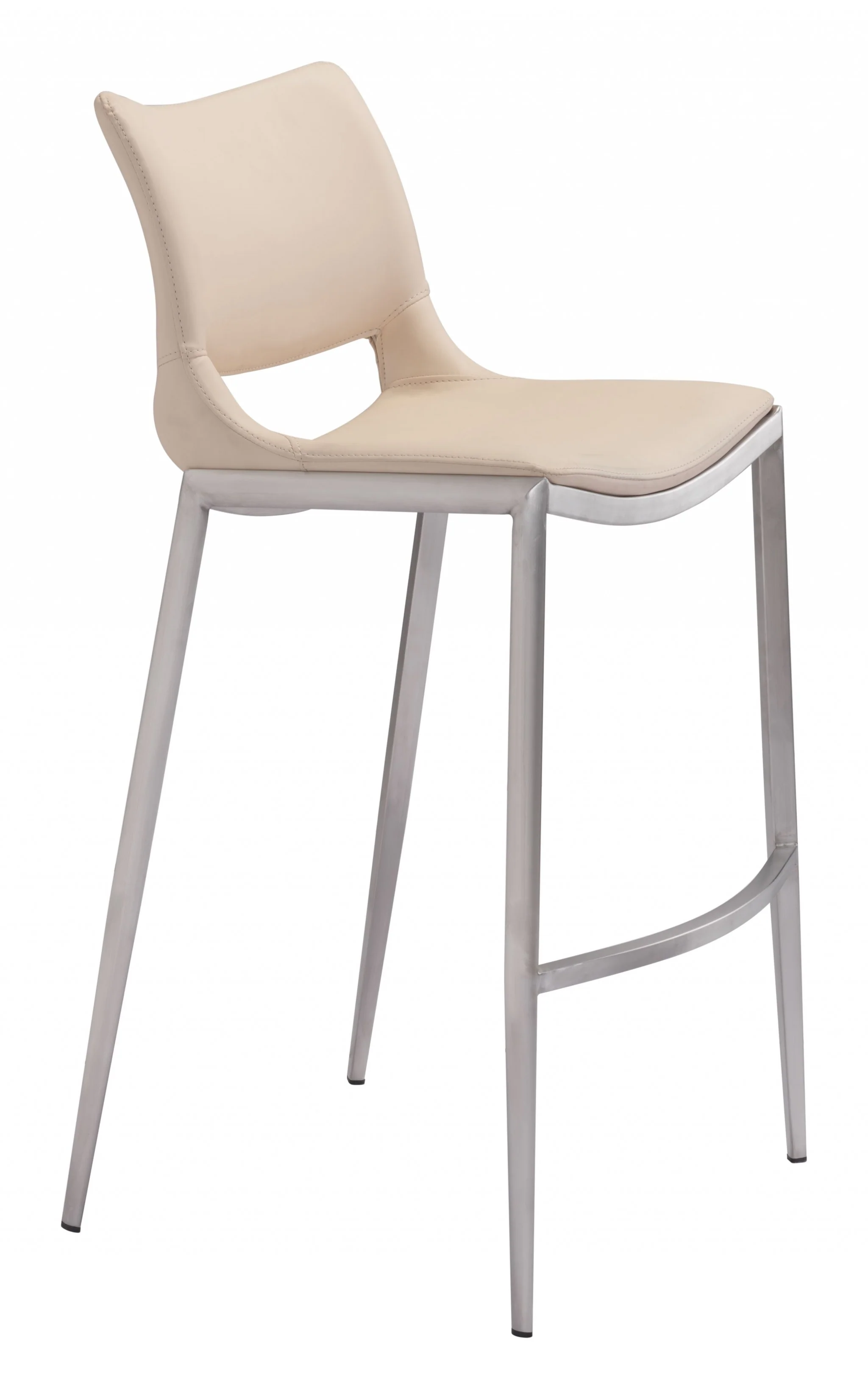 Set Of Two 41" Light Pink And Silver Steel Low Back Bar Height Chairs With Footrest By Homeroots - Image 6