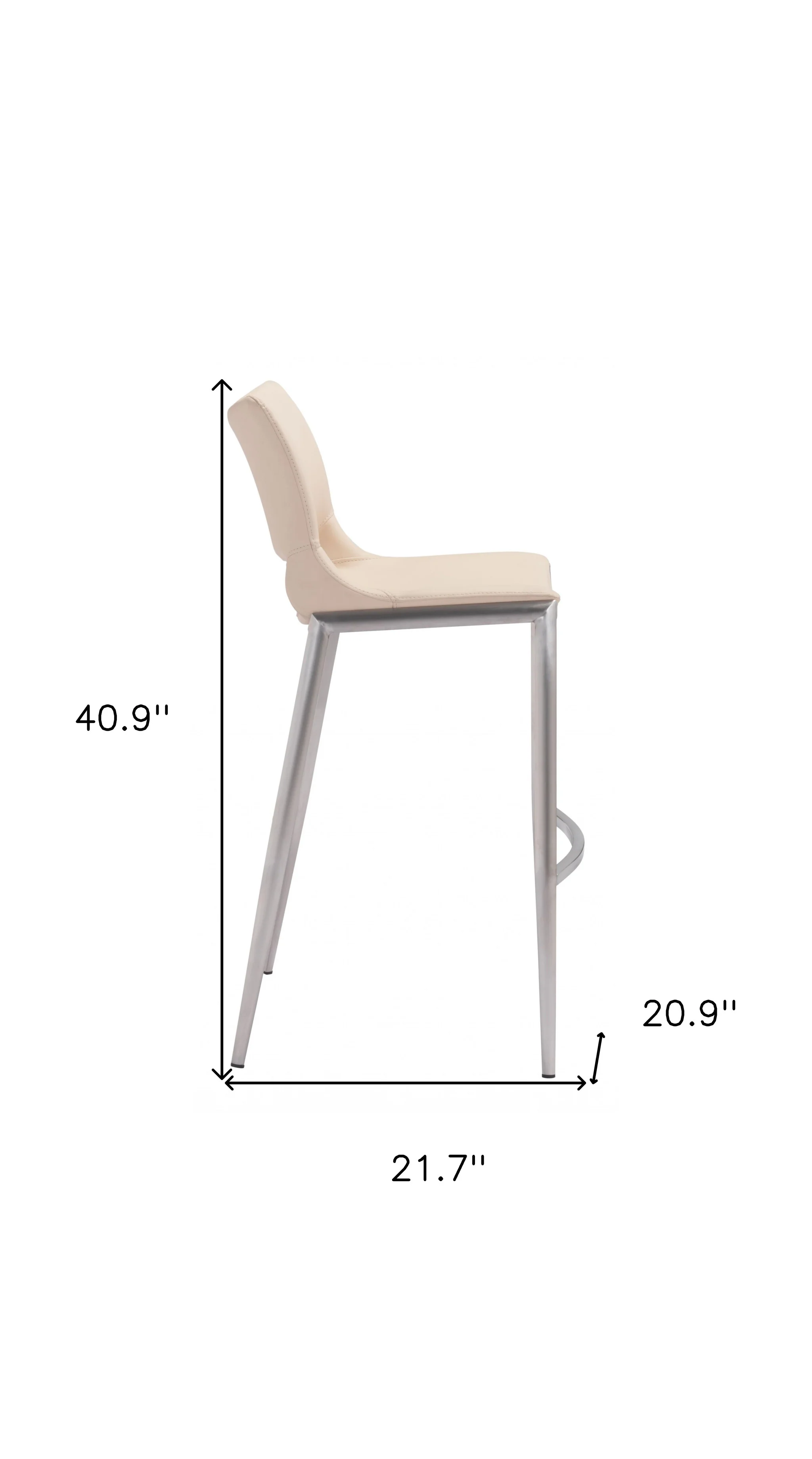 Set Of Two 41" Light Pink And Silver Steel Low Back Bar Height Chairs With Footrest By Homeroots - Image 8