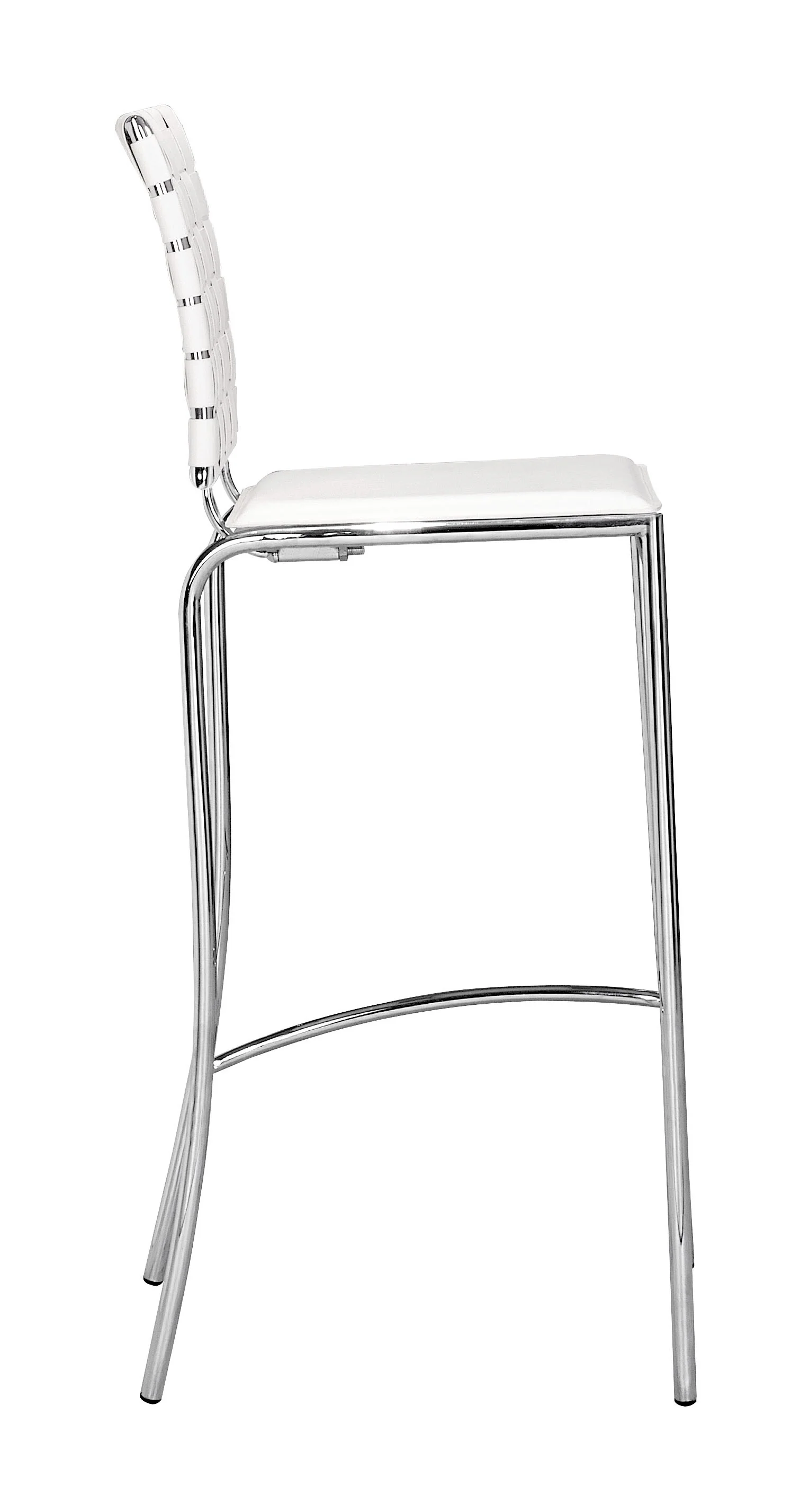 Set Of Two 41" White And Silver Steel Low Back Bar Height Chairs With Footrest By Homeroots - Image 2