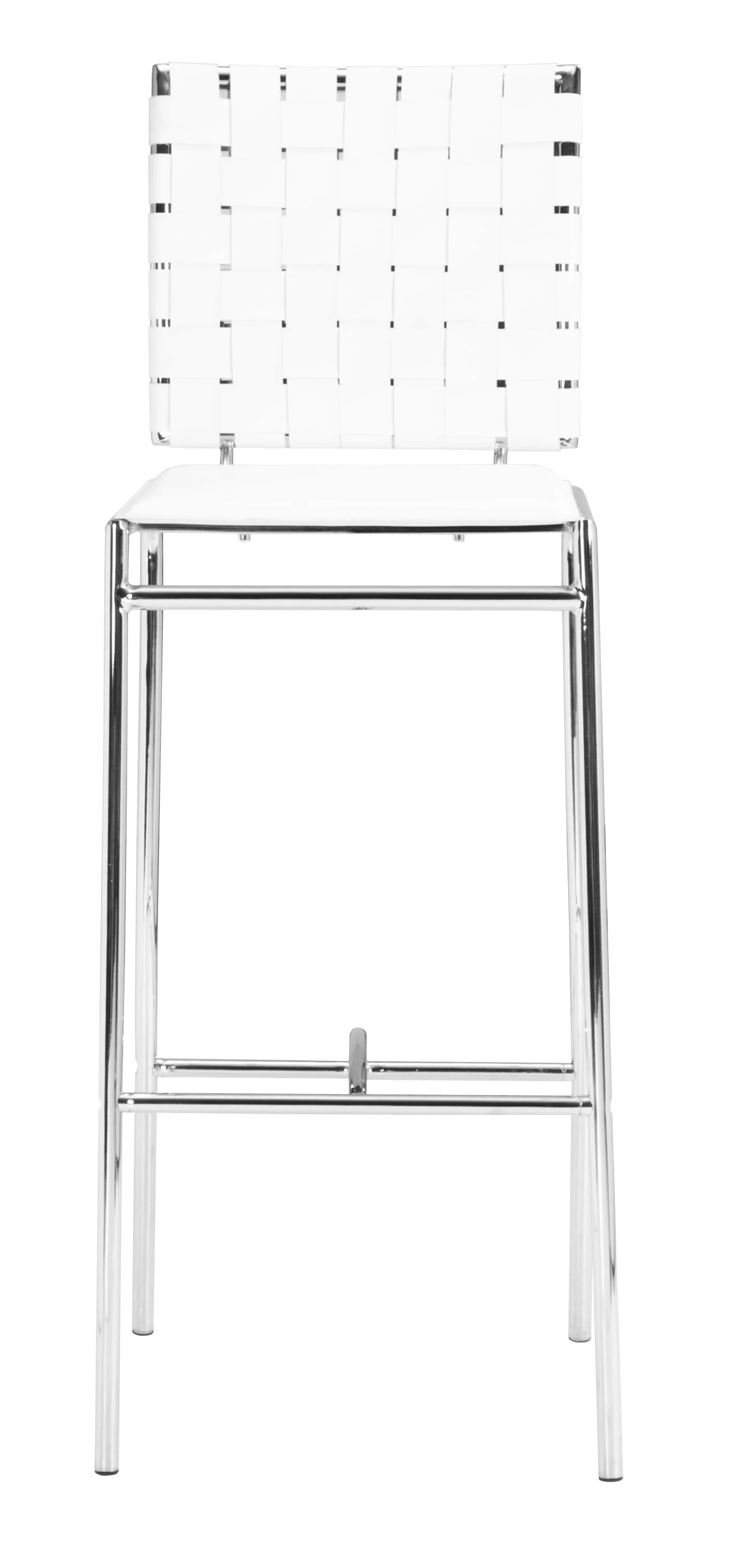 Set Of Two 41" White And Silver Steel Low Back Bar Height Chairs With Footrest By Homeroots - Image 3