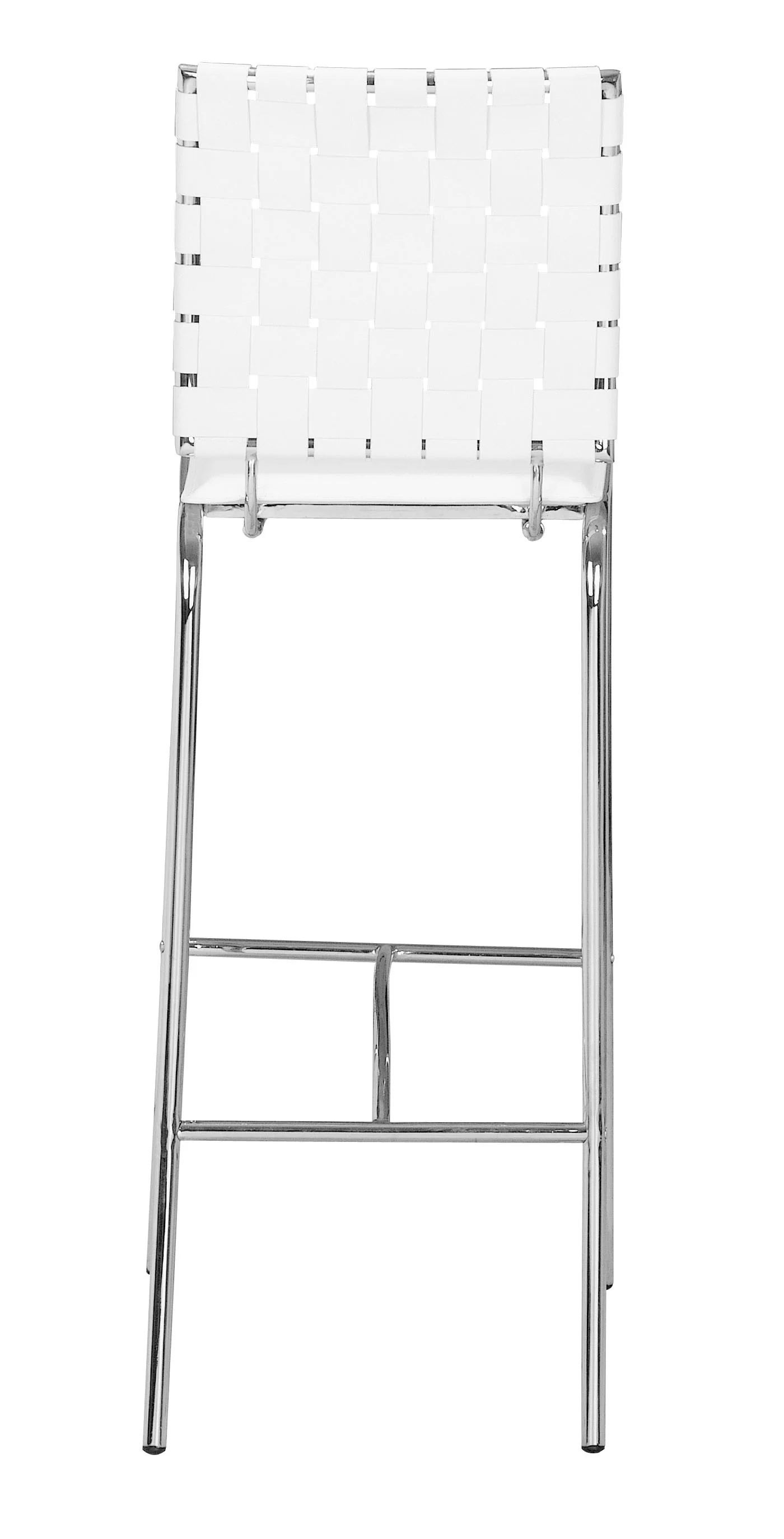 Set Of Two 41" White And Silver Steel Low Back Bar Height Chairs With Footrest By Homeroots - Image 4