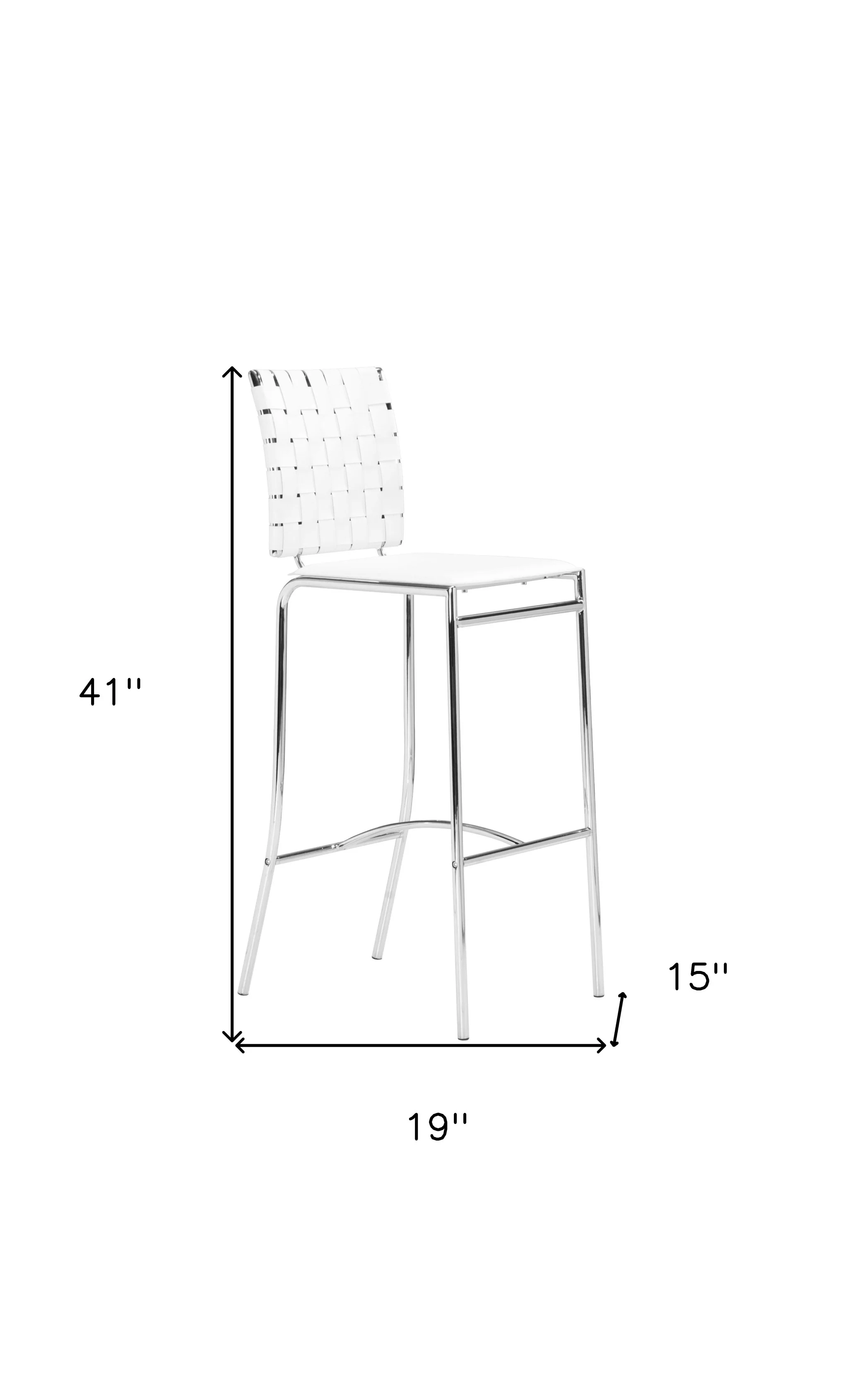 Set Of Two 41" White And Silver Steel Low Back Bar Height Chairs With Footrest By Homeroots - Image 8