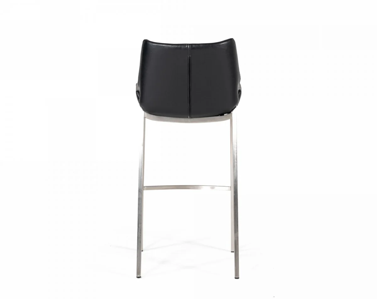 Set Of Two 42" Black Faux Leather And Steel Low Back Bar Height Chairs With Footrest By Homeroots - Image 4