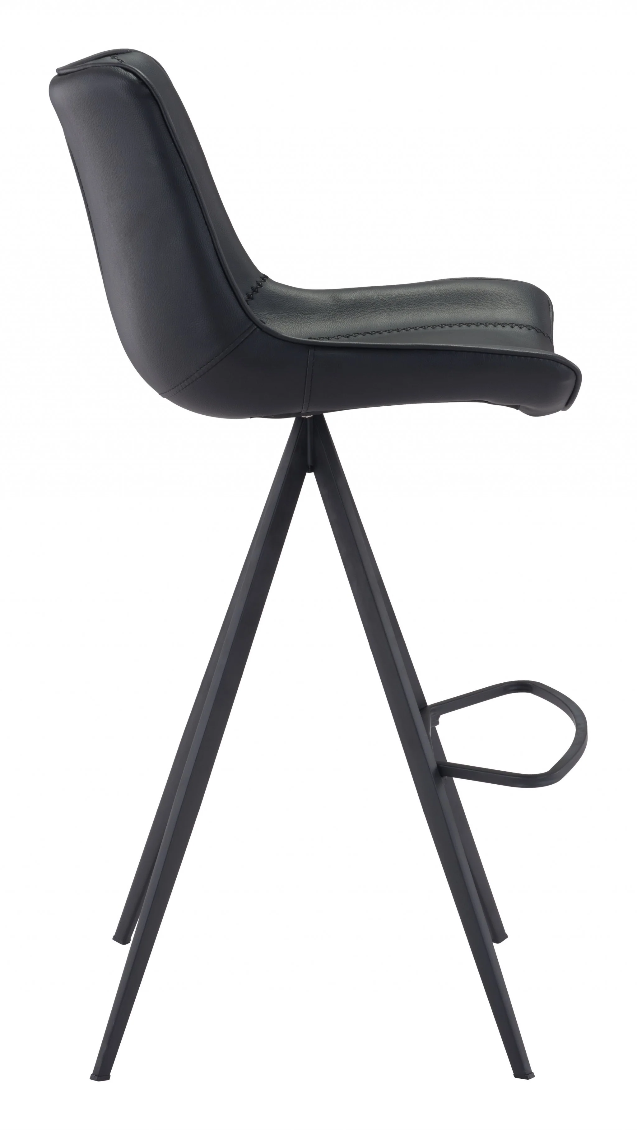Set Of Two 42" Black Steel Low Back Bar Height Chairs With Footrest By Homeroots - Image 2