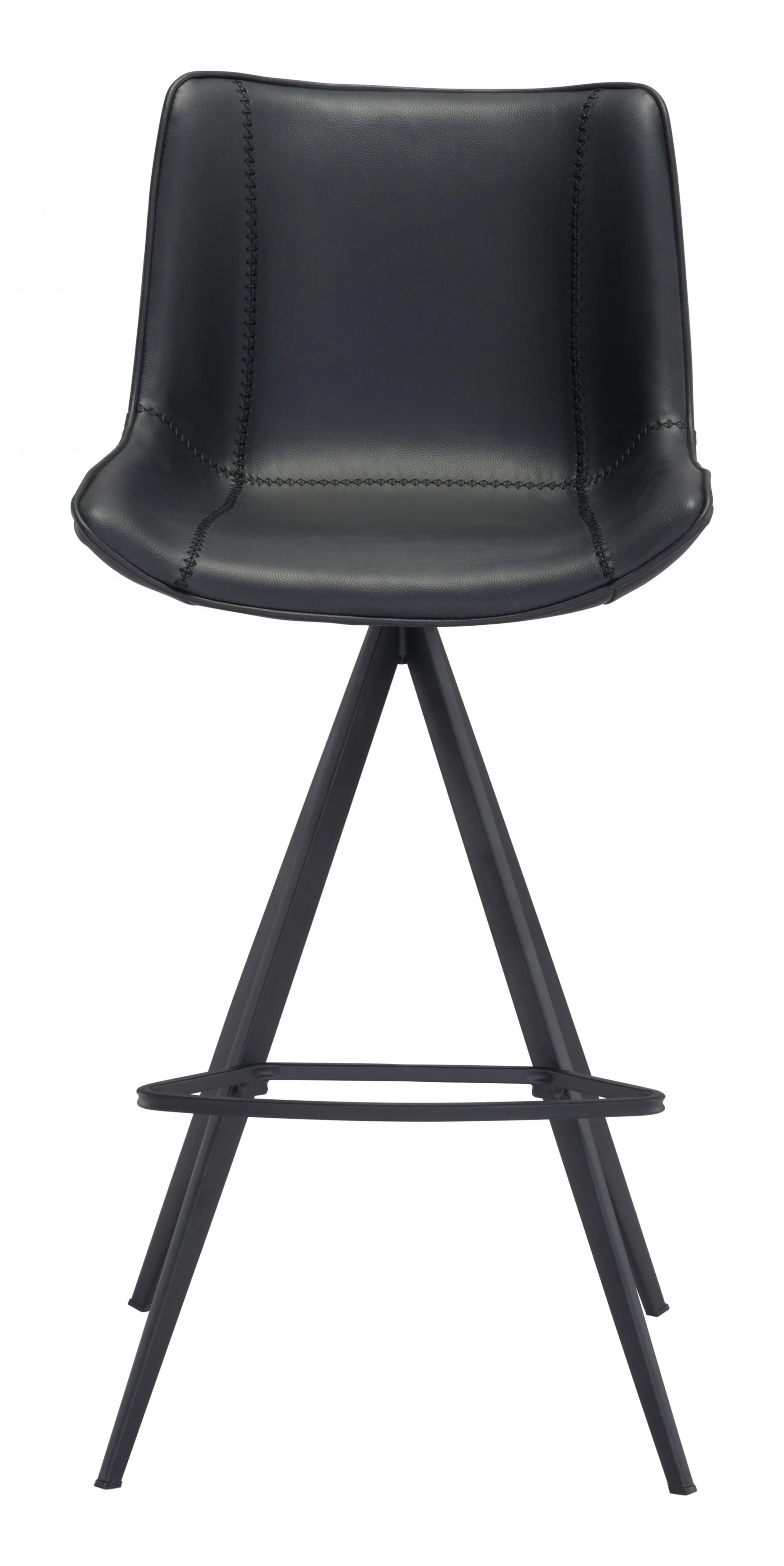 Set Of Two 42" Black Steel Low Back Bar Height Chairs With Footrest By Homeroots - Image 3