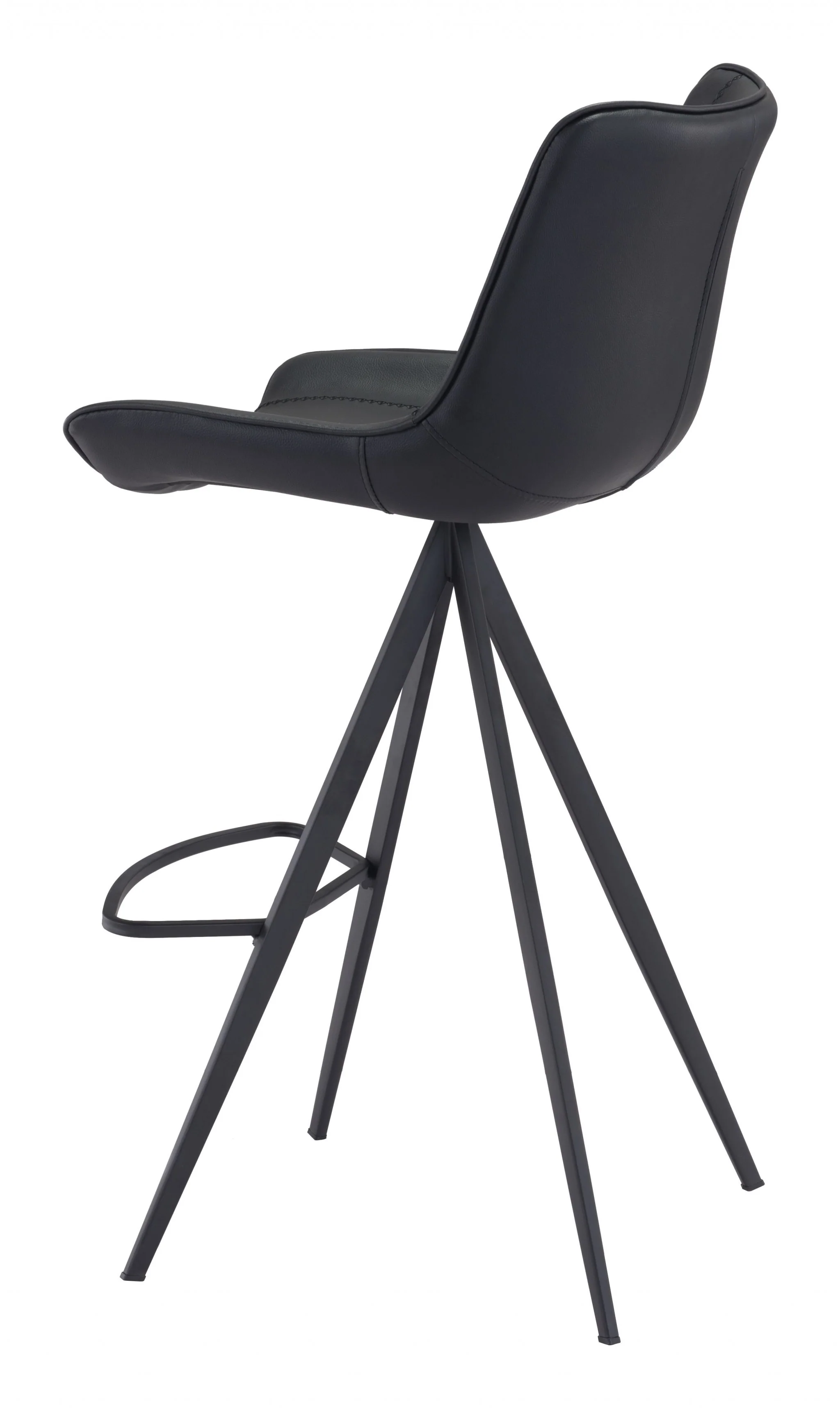 Set Of Two 42" Black Steel Low Back Bar Height Chairs With Footrest By Homeroots - Image 5