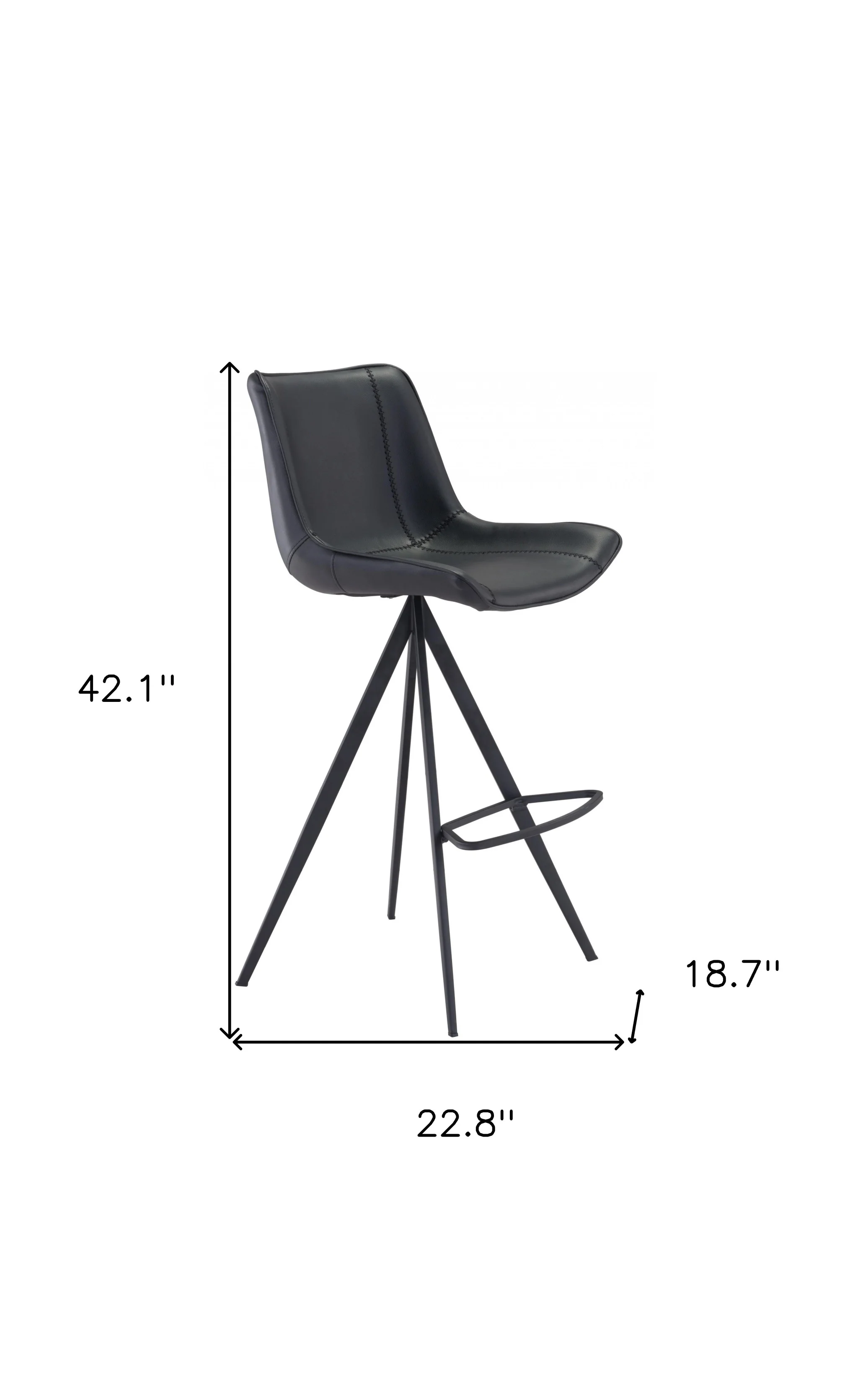 Set Of Two 42" Black Steel Low Back Bar Height Chairs With Footrest By Homeroots - Image 8