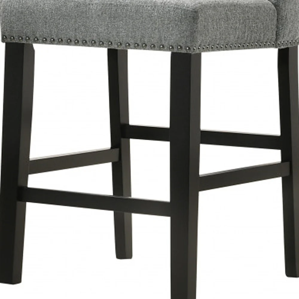 Set Of Two 42" Charcoal And Espresso Solid Wood Bar Chairs With Footrest By Homeroots - Image 5