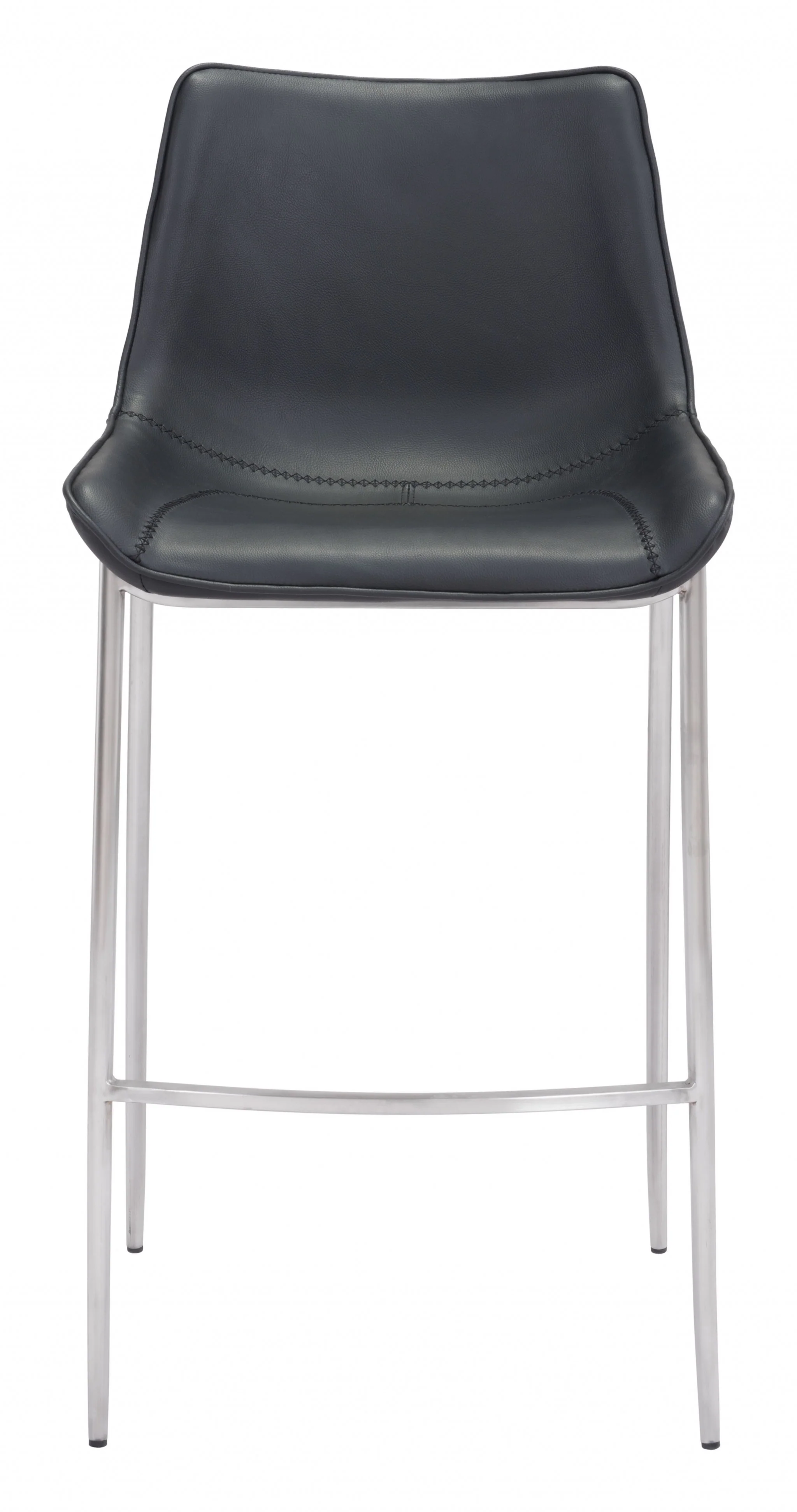 Set Of Two 43" Black And Silver Steel Low Back Bar Height Chairs With Footrest By Homeroots - Image 3