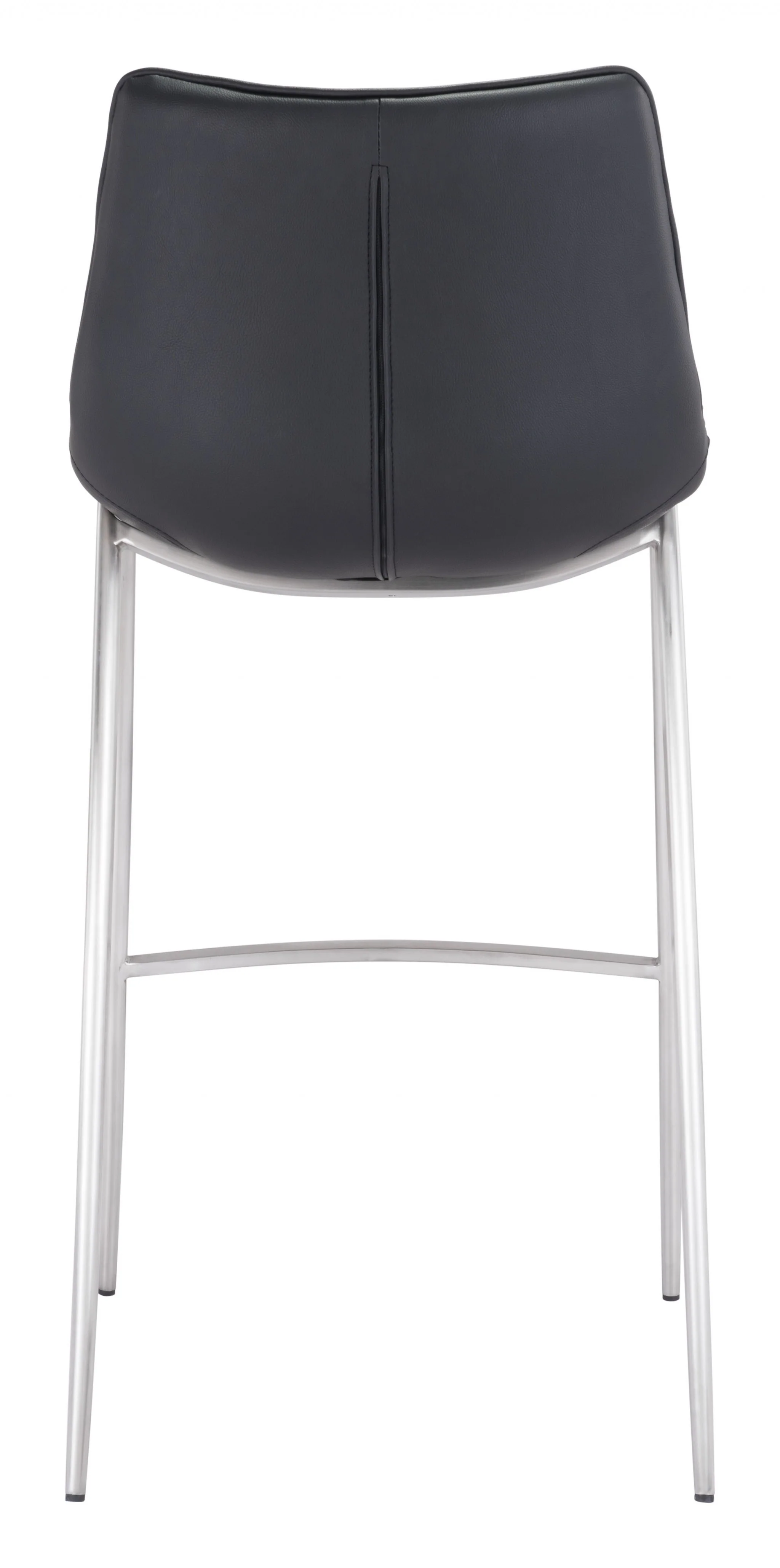 Set Of Two 43" Black And Silver Steel Low Back Bar Height Chairs With Footrest By Homeroots - Image 4