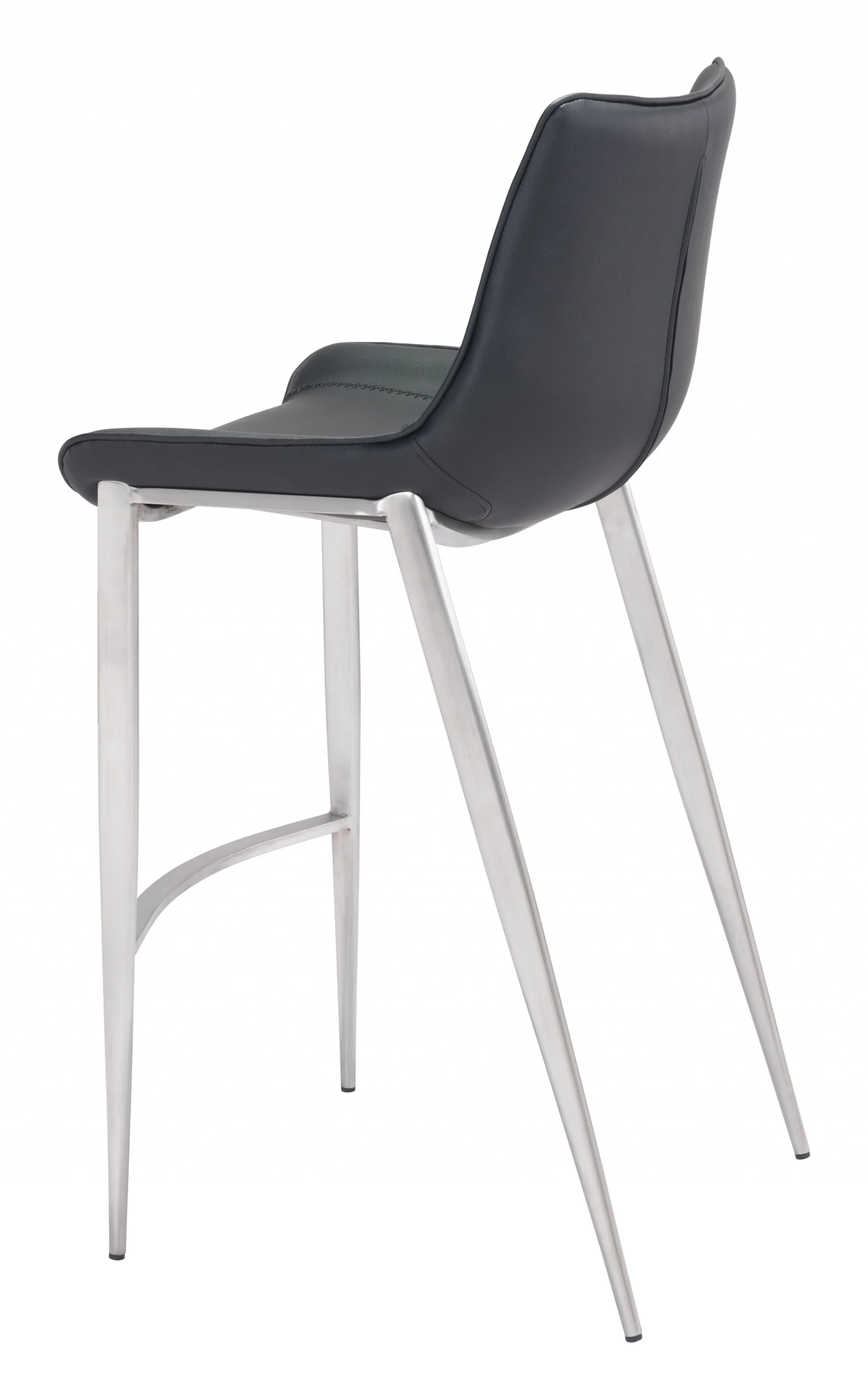 Set Of Two 43" Black And Silver Steel Low Back Bar Height Chairs With Footrest By Homeroots - Image 5