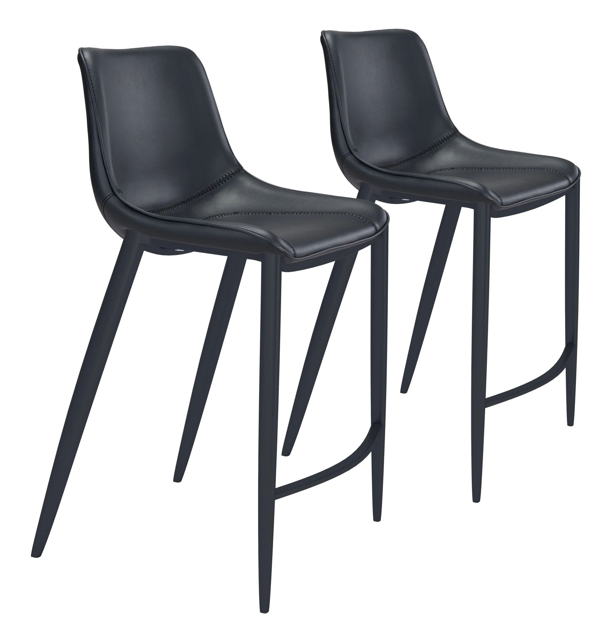 Set Of Two 43" Black Steel Low Back Bar Height Chairs With Footrest By Homeroots - Image 6