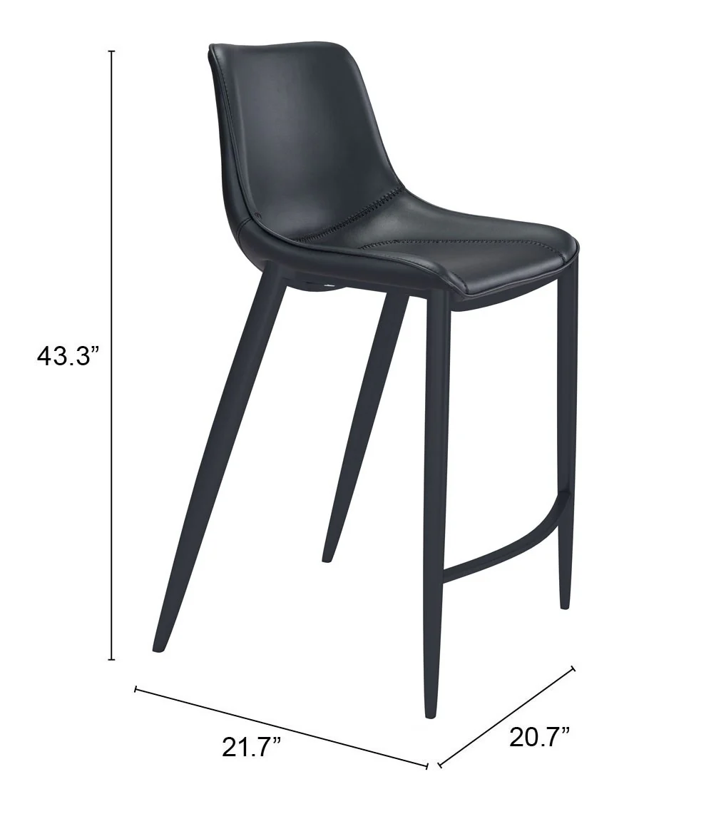 Set Of Two 43" Black Steel Low Back Bar Height Chairs With Footrest By Homeroots - Image 8