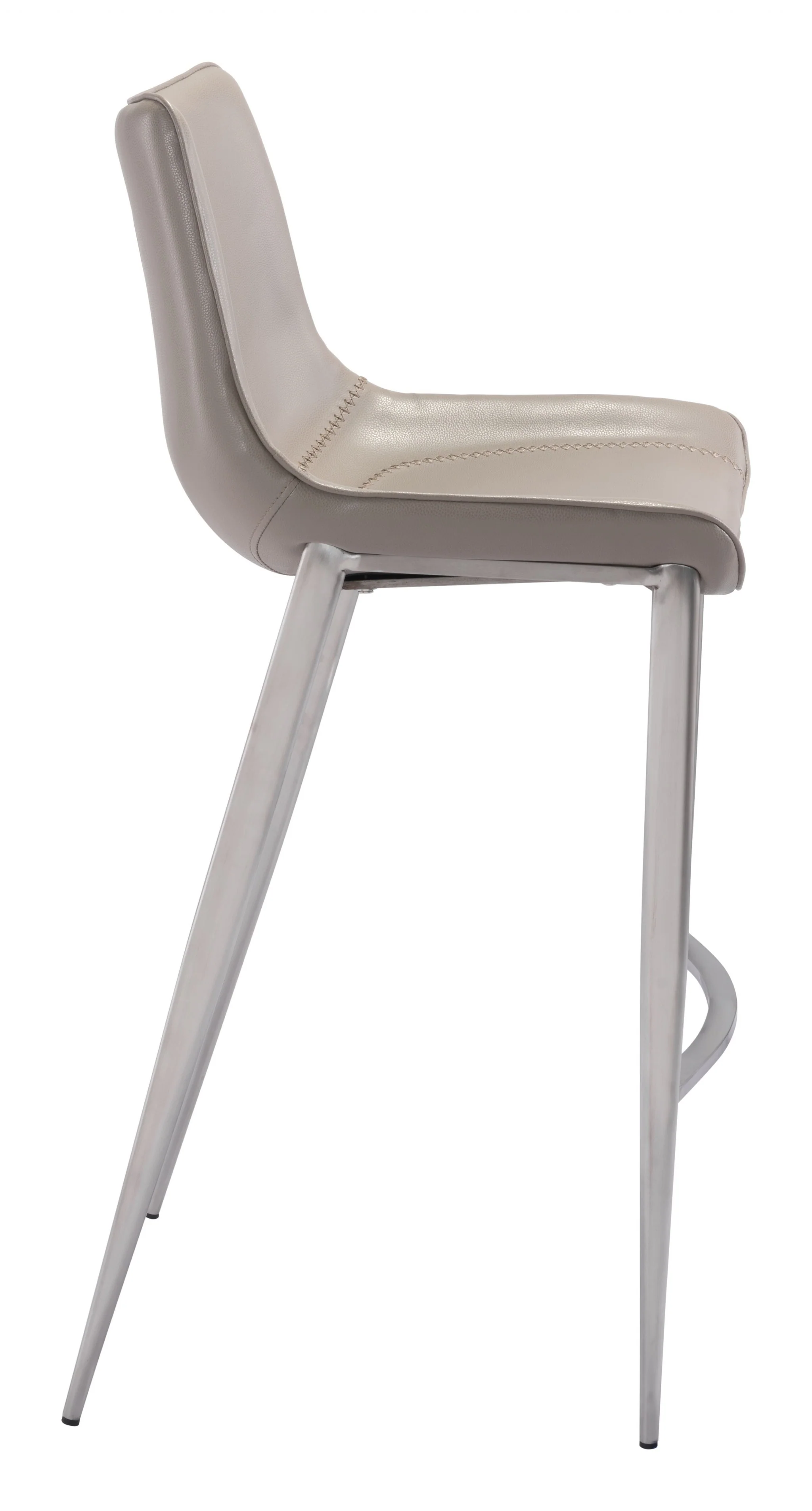Set Of Two 43" Gray And Silver Steel Low Back Bar Height Chairs With Footrest By Homeroots - Image 2