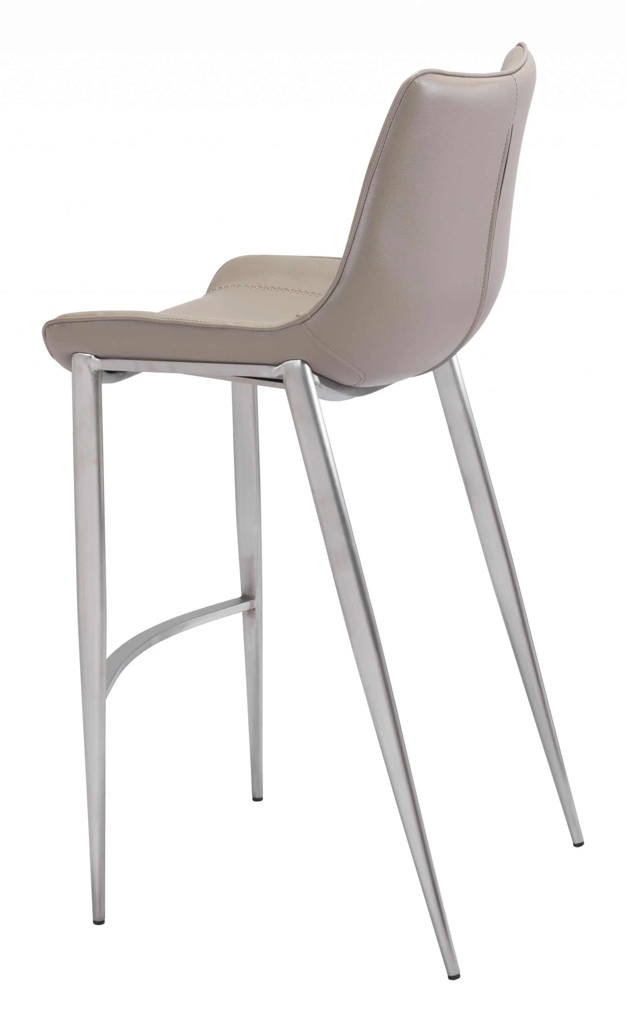 Set Of Two 43" Gray And Silver Steel Low Back Bar Height Chairs With Footrest By Homeroots - Image 5