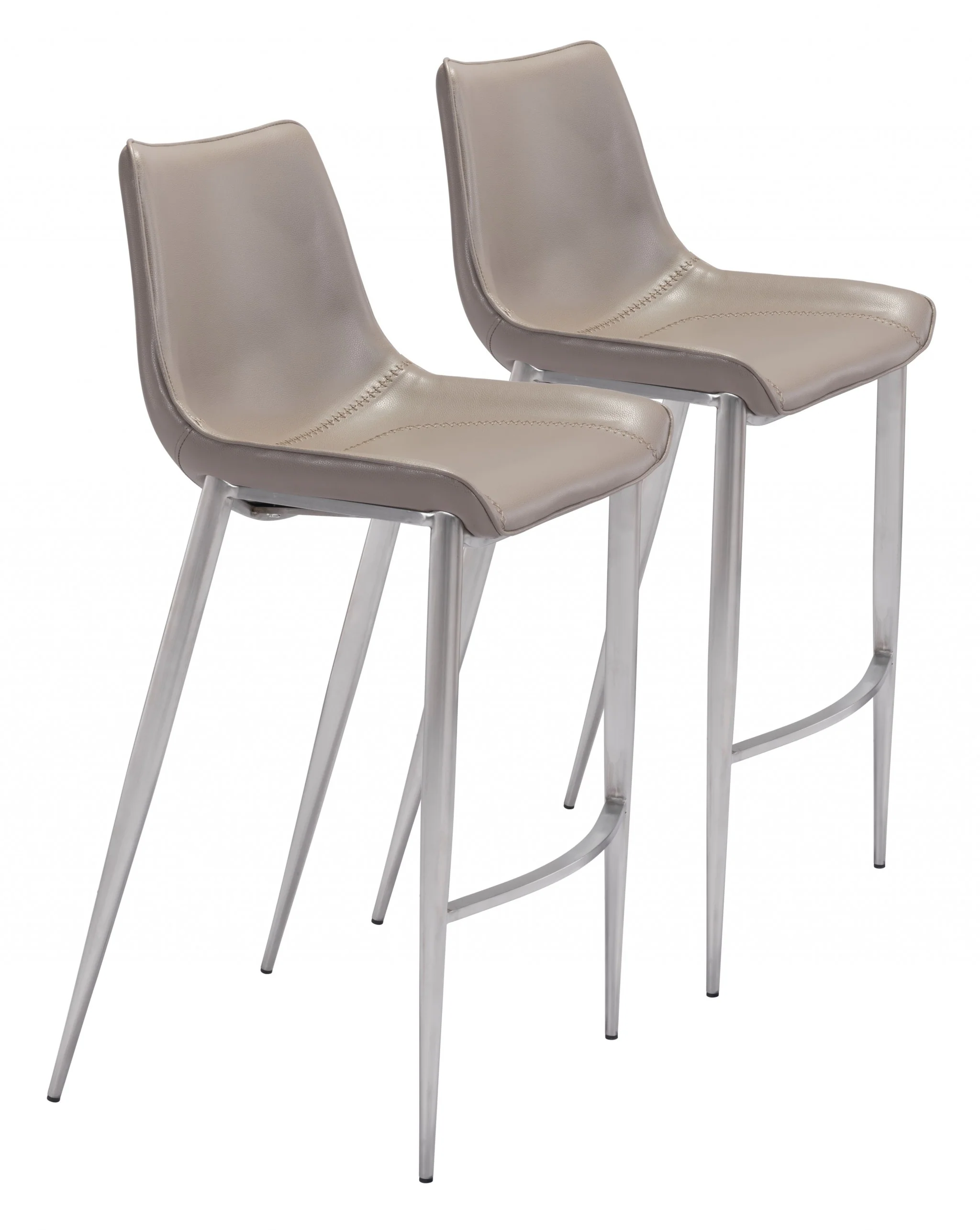 Set Of Two 43" Gray And Silver Steel Low Back Bar Height Chairs With Footrest By Homeroots - Image 6
