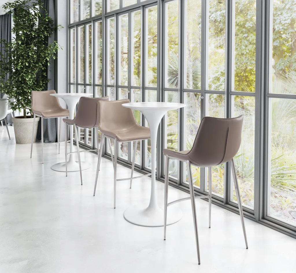 Set Of Two 43" Gray And Silver Steel Low Back Bar Height Chairs With Footrest By Homeroots - Image 7