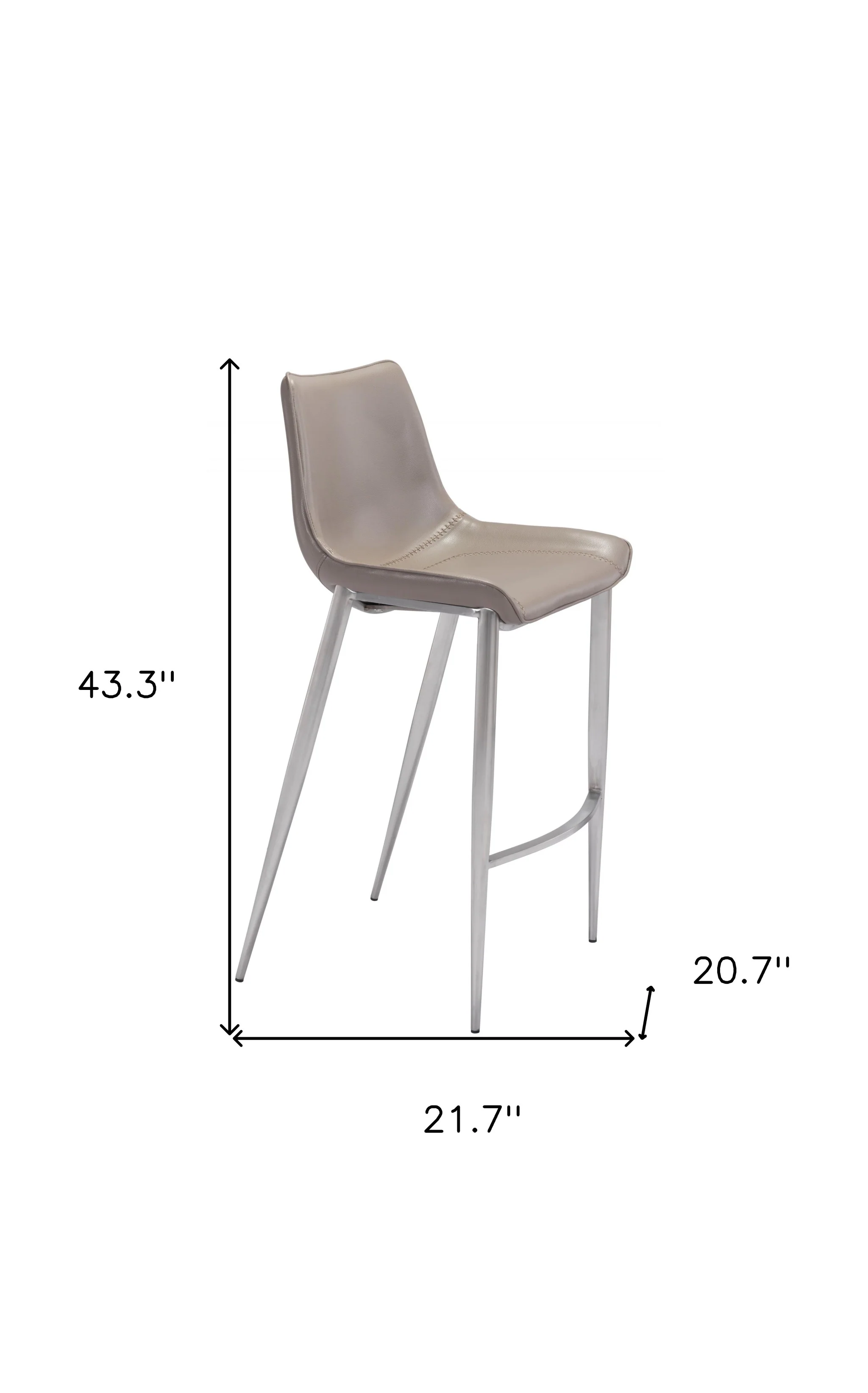 Set Of Two 43" Gray And Silver Steel Low Back Bar Height Chairs With Footrest By Homeroots - Image 8