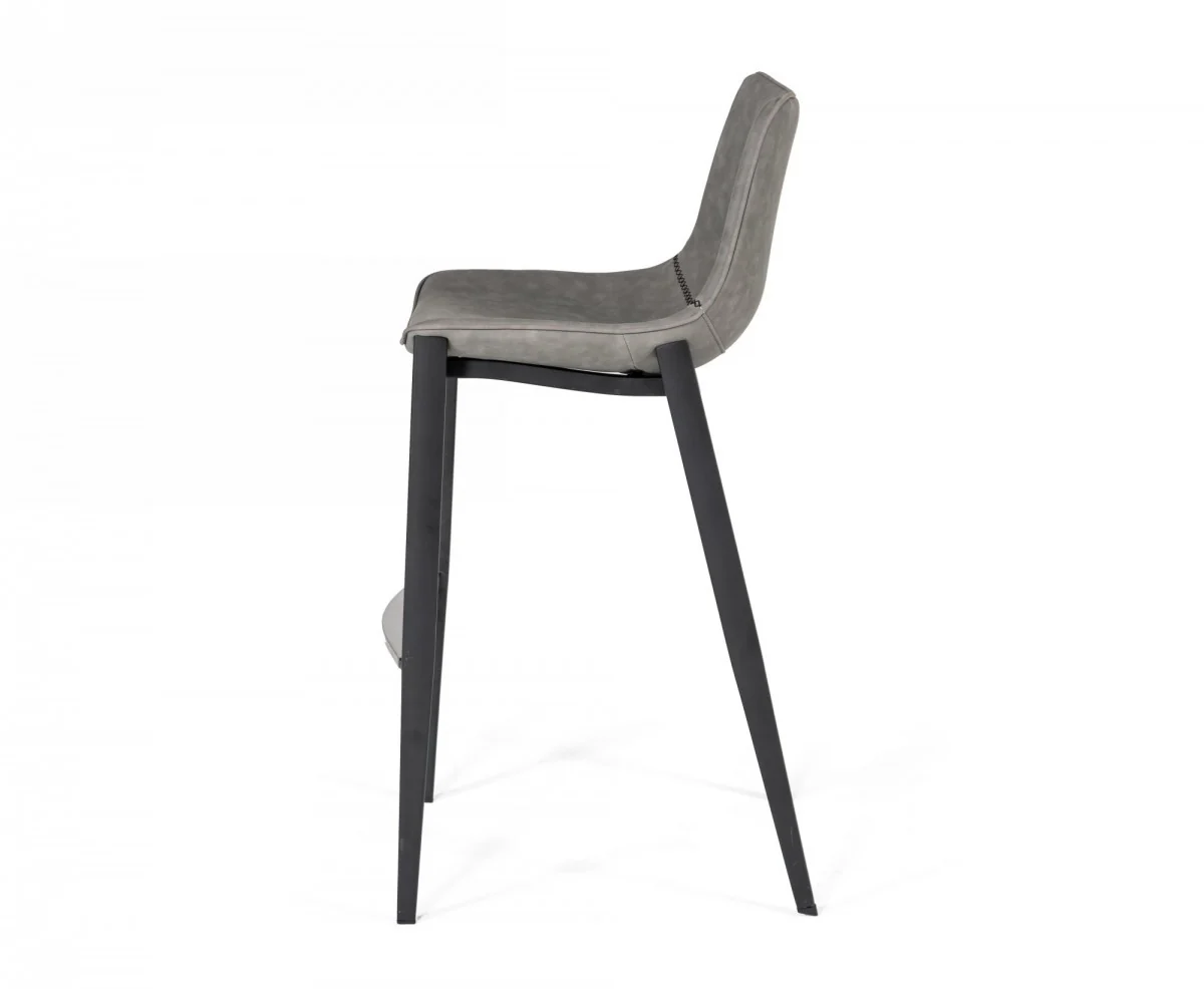Set Of Two 43" Grey Faux Leather And Black Bar Height Bar Chairs With Footrest By Homeroots - Image 3