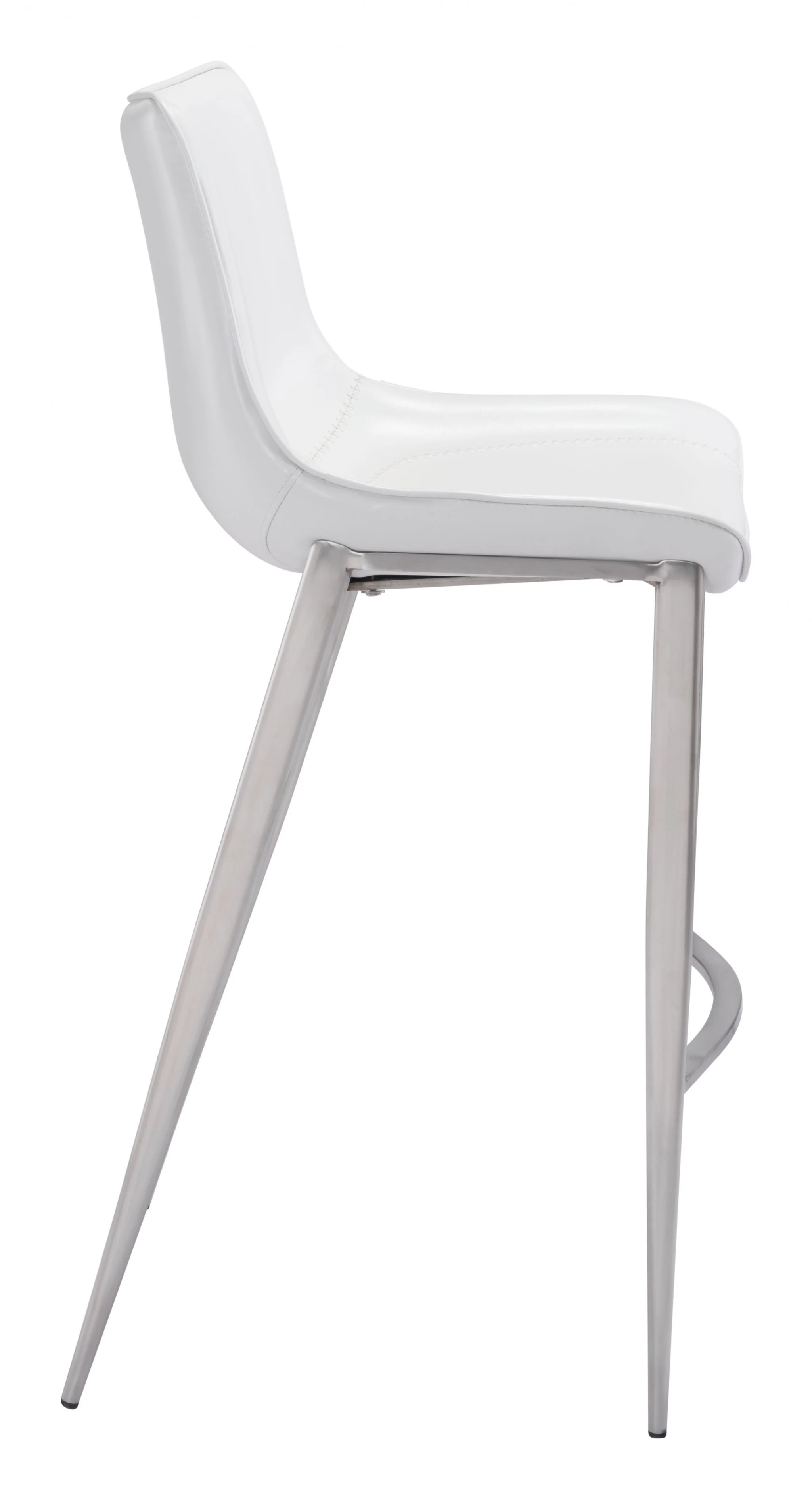 Set Of Two 43" White And Silver Steel Low Back Bar Height Chairs With Footrest By Homeroots - Image 3