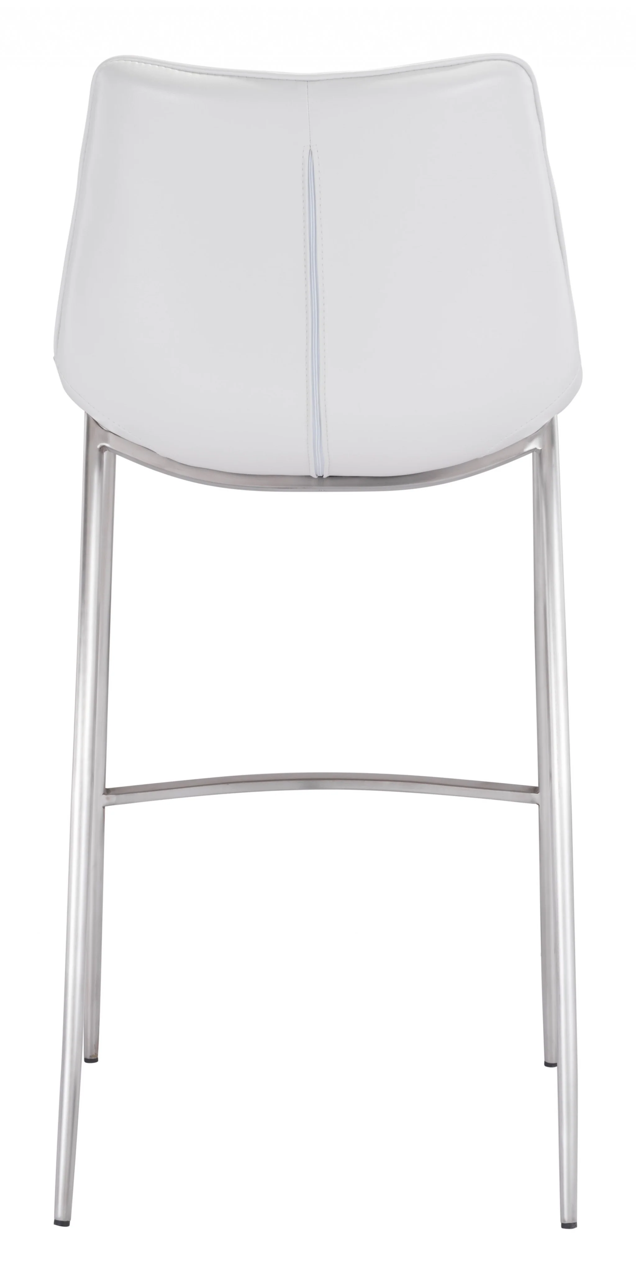Set Of Two 43" White And Silver Steel Low Back Bar Height Chairs With Footrest By Homeroots - Image 5
