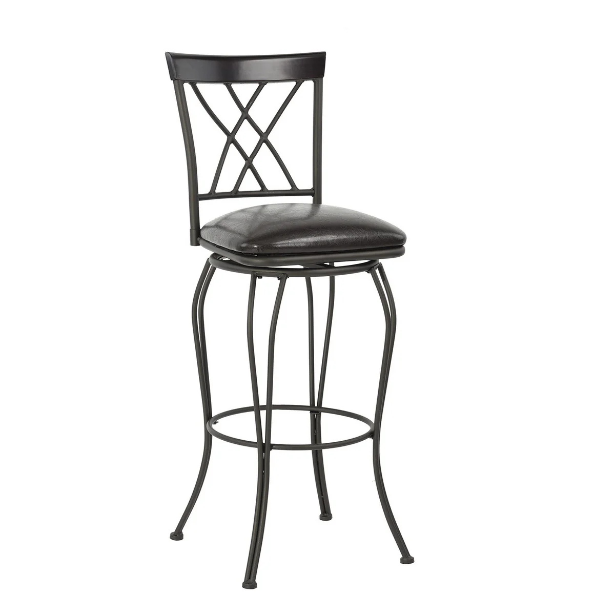 Set Of Two 44" Black Faux Leather Cross Back Bar Height Bar Chairs By Homeroots - Image 5