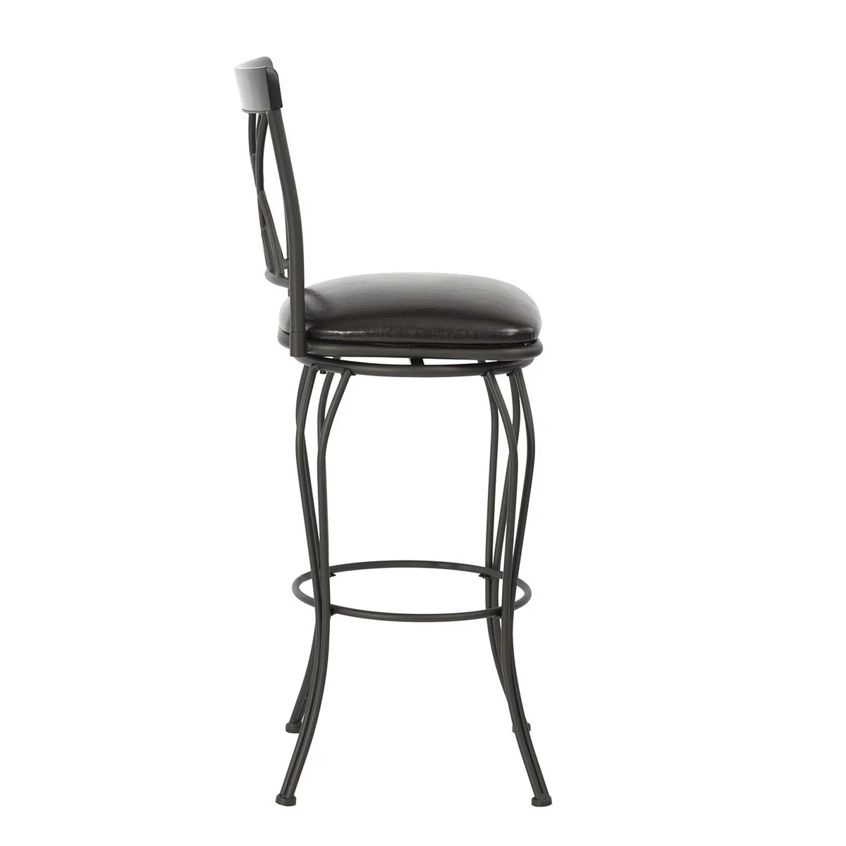 Set Of Two 44" Black Faux Leather Cross Back Bar Height Bar Chairs By Homeroots - Image 6