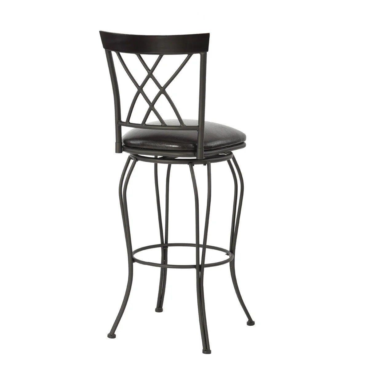 Set Of Two 44" Black Faux Leather Cross Back Bar Height Bar Chairs By Homeroots - Image 7