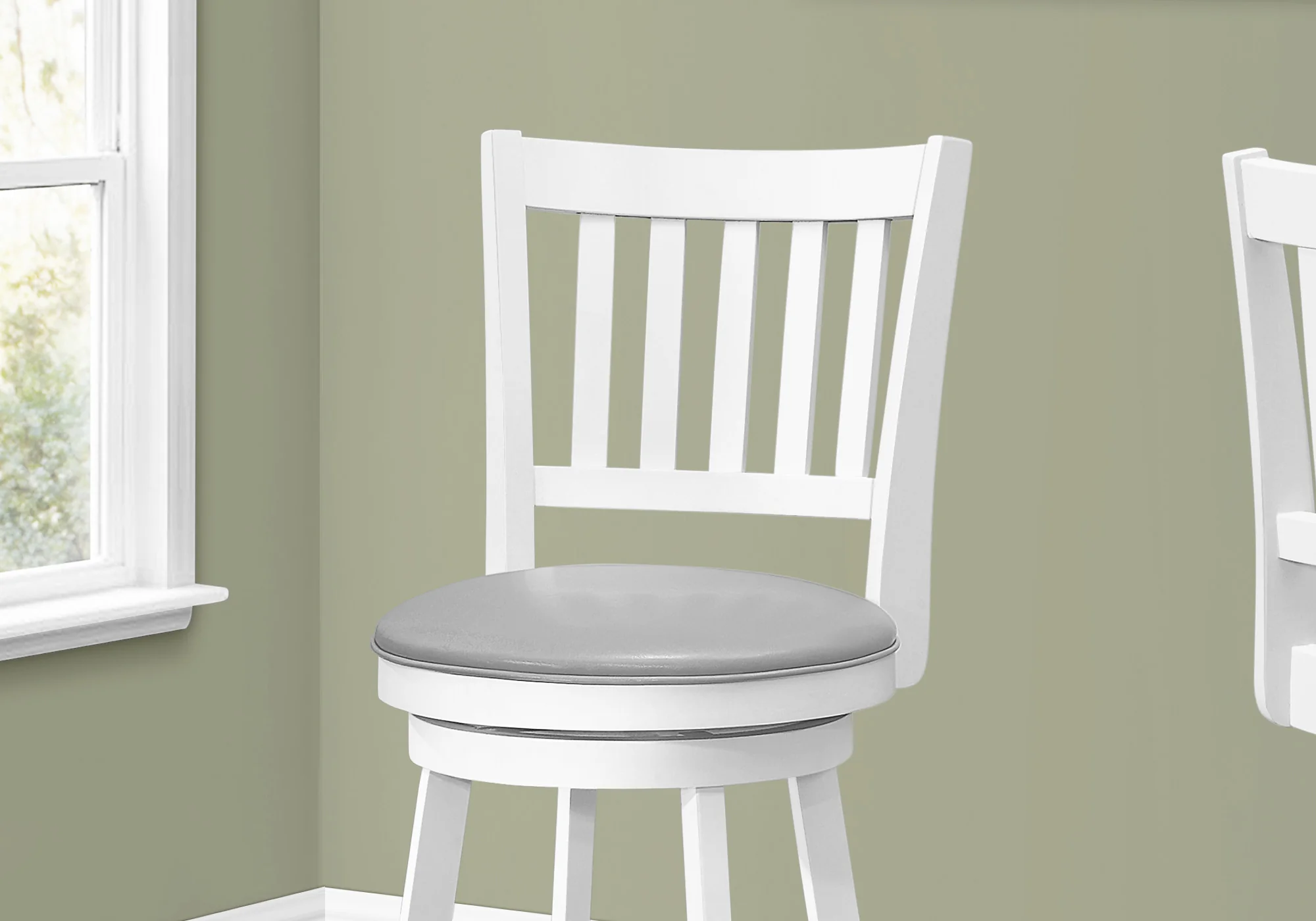 Set Of Two 44" Grey White Bar Height Swivel Full Back Bar Chairs By Homeroots - Image 3