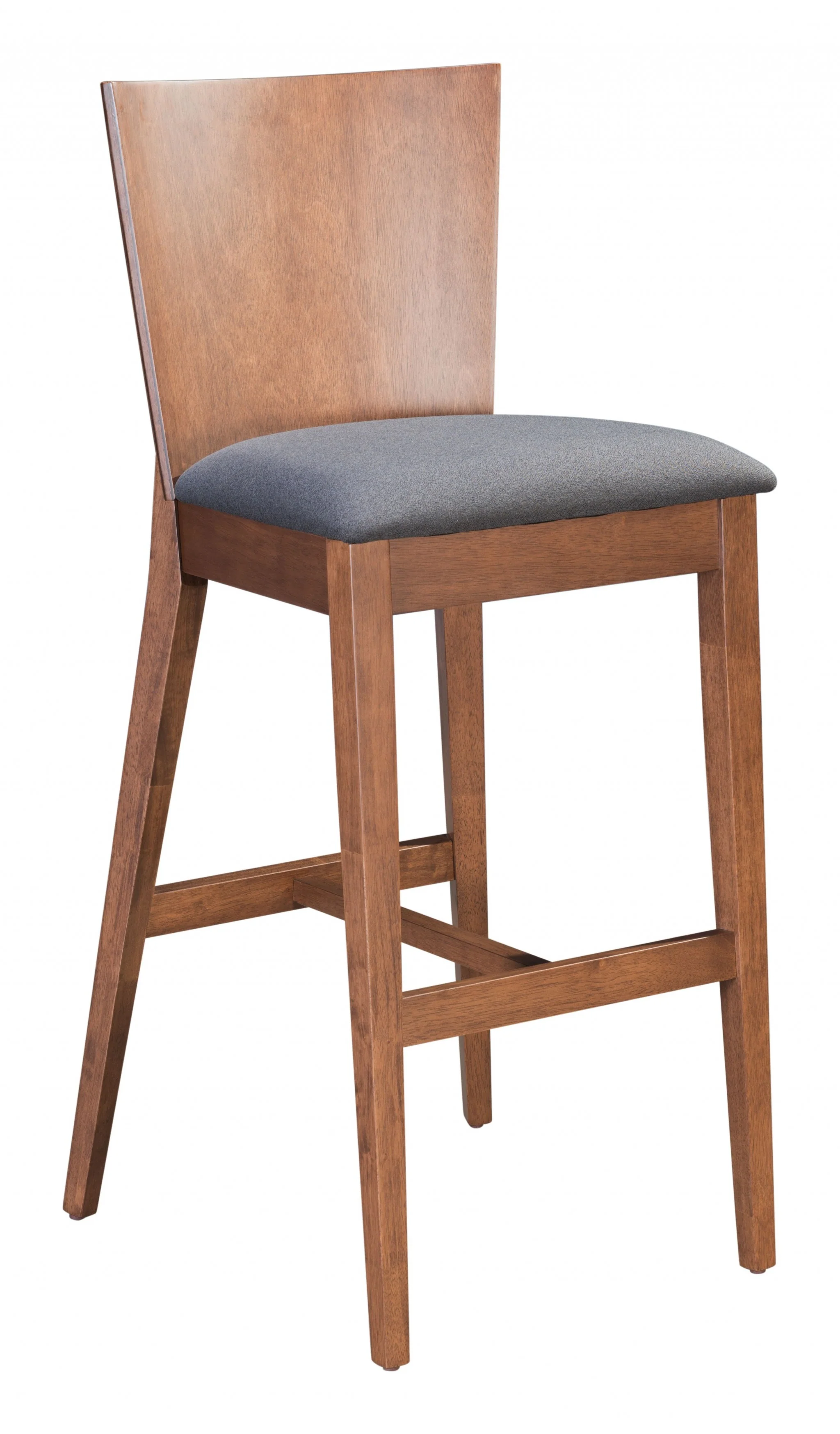 Set Of Two 45" Dark Gray and Walnut Brown Bar Height Chairs With Footrest By Homeroots - Image 2