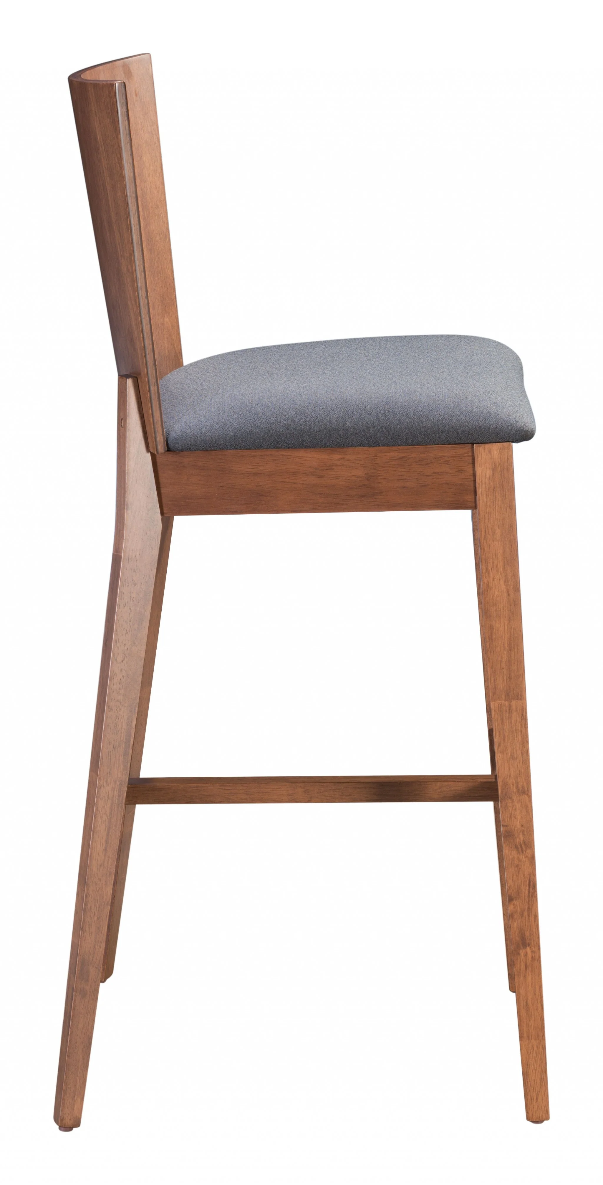 Set Of Two 45" Dark Gray and Walnut Brown Bar Height Chairs With Footrest By Homeroots - Image 3