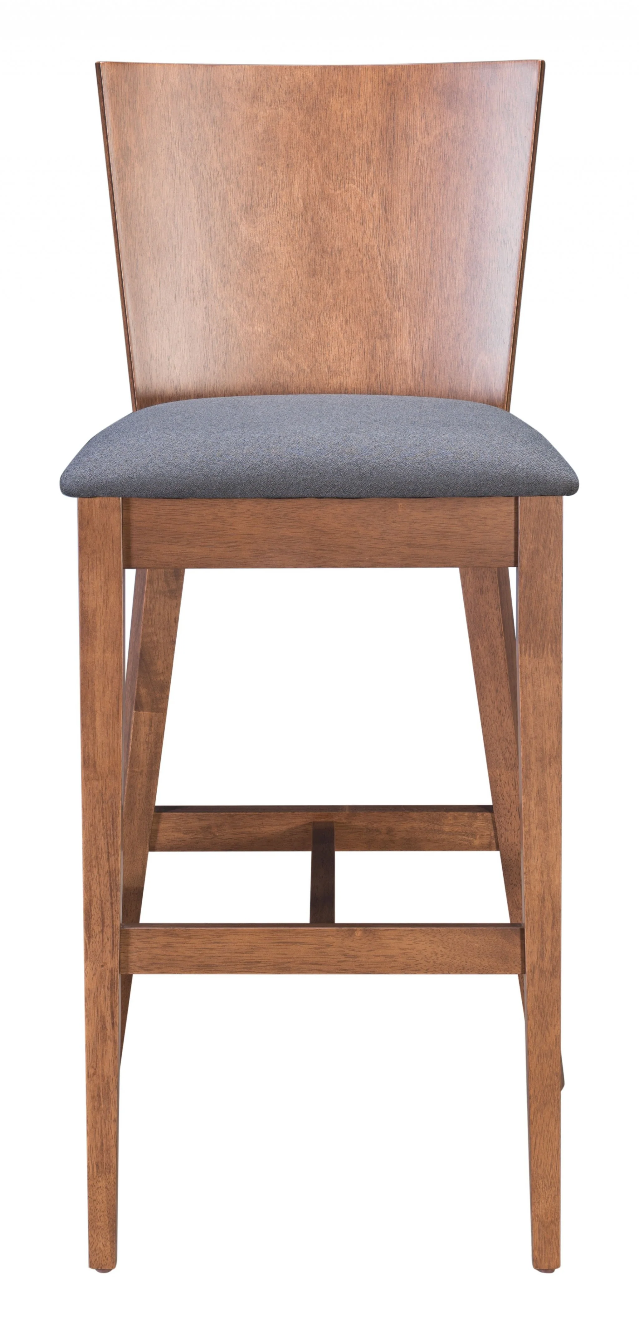 Set Of Two 45" Dark Gray and Walnut Brown Bar Height Chairs With Footrest By Homeroots - Image 4
