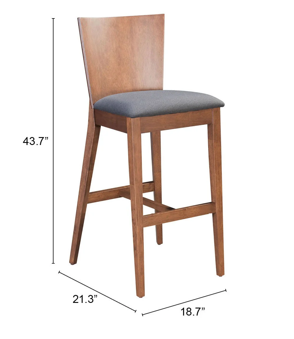 Set Of Two 45" Dark Gray and Walnut Brown Bar Height Chairs With Footrest By Homeroots - Image 8