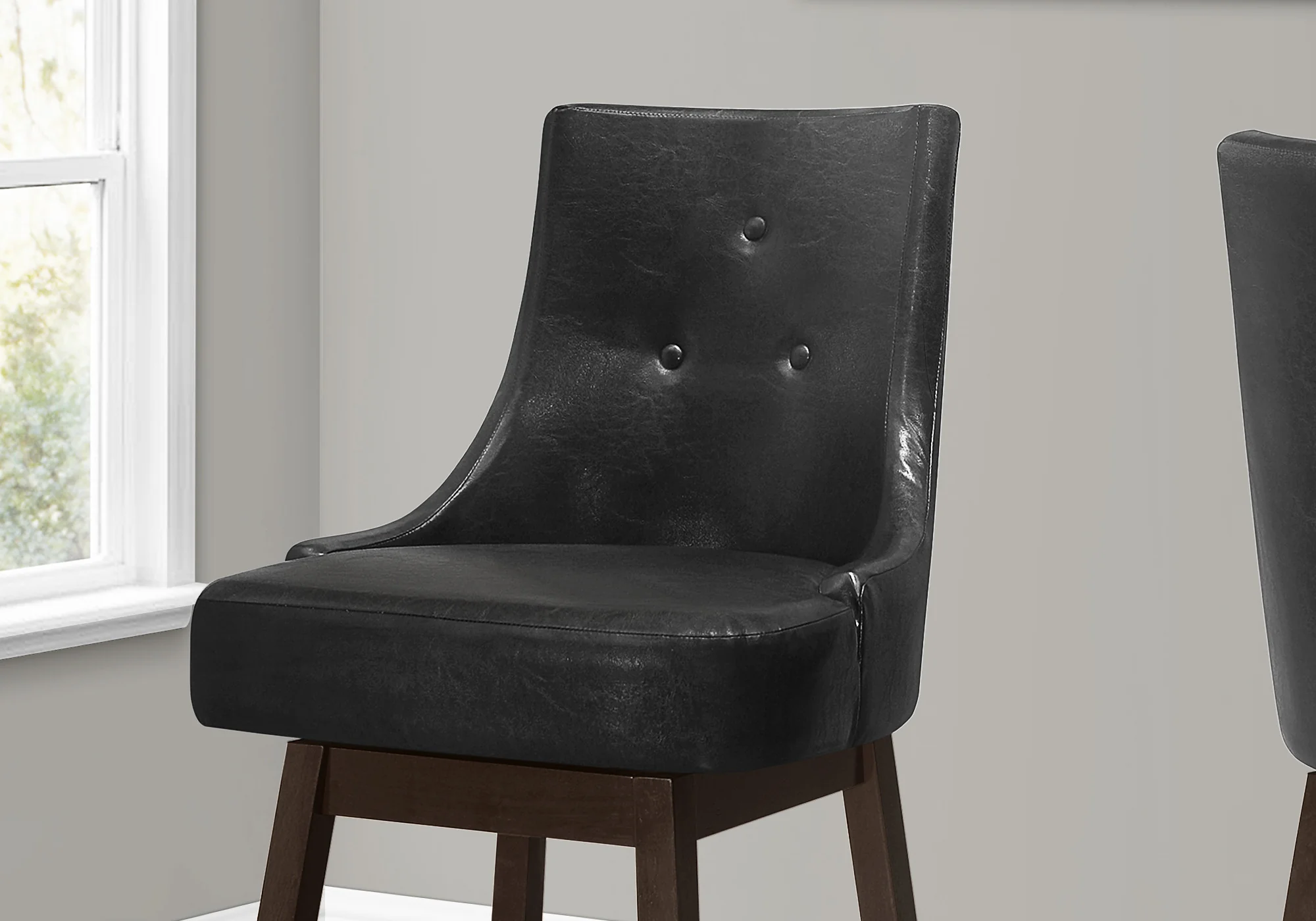 Set Of Two 46" Black Bar Height Swivel Full Back Bar Chairs By Homeroots - Image 3